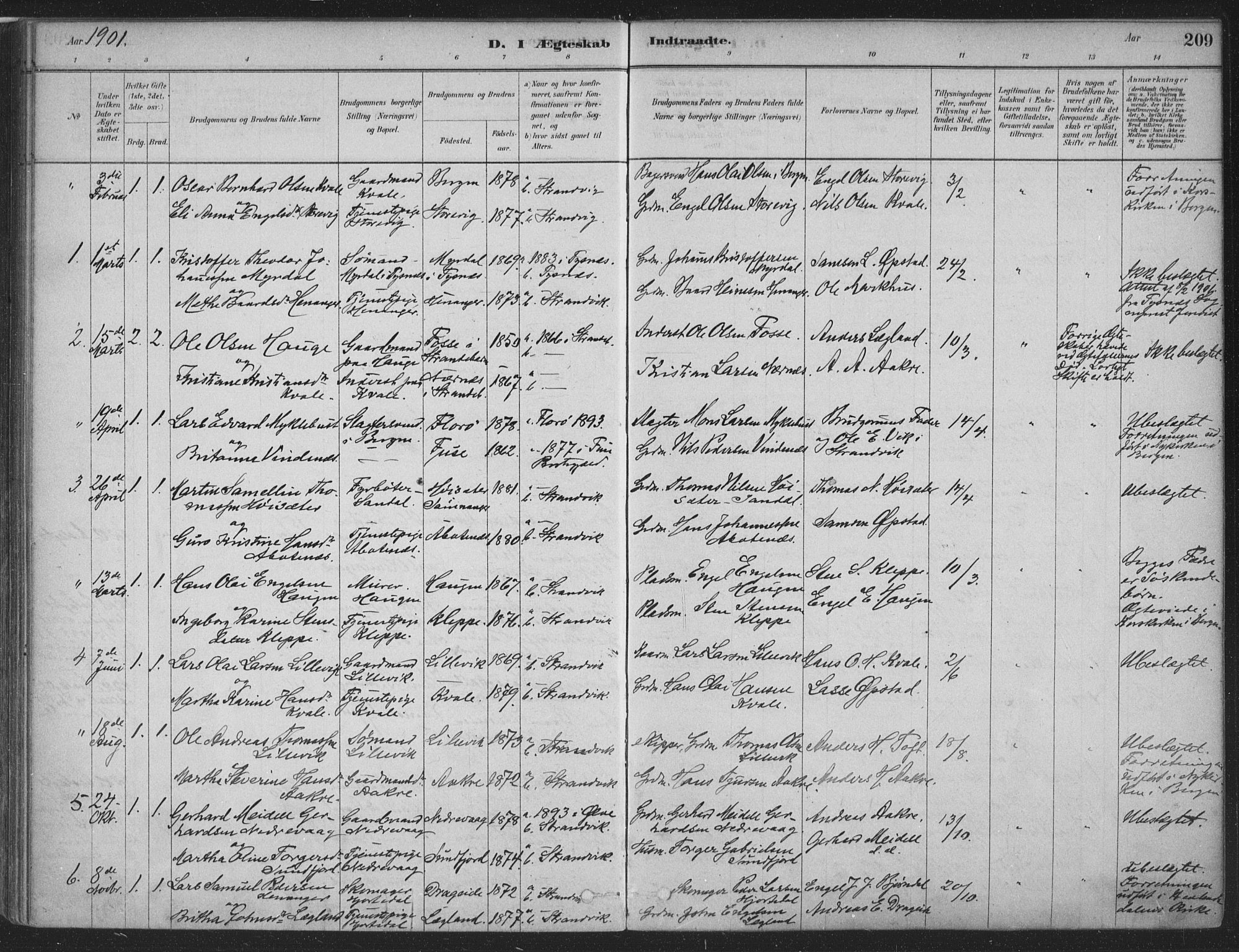 Fusa sokneprestembete, SAB/A-75401/H/Haa: Parish register (official) no. D 1, 1880-1938, p. 209