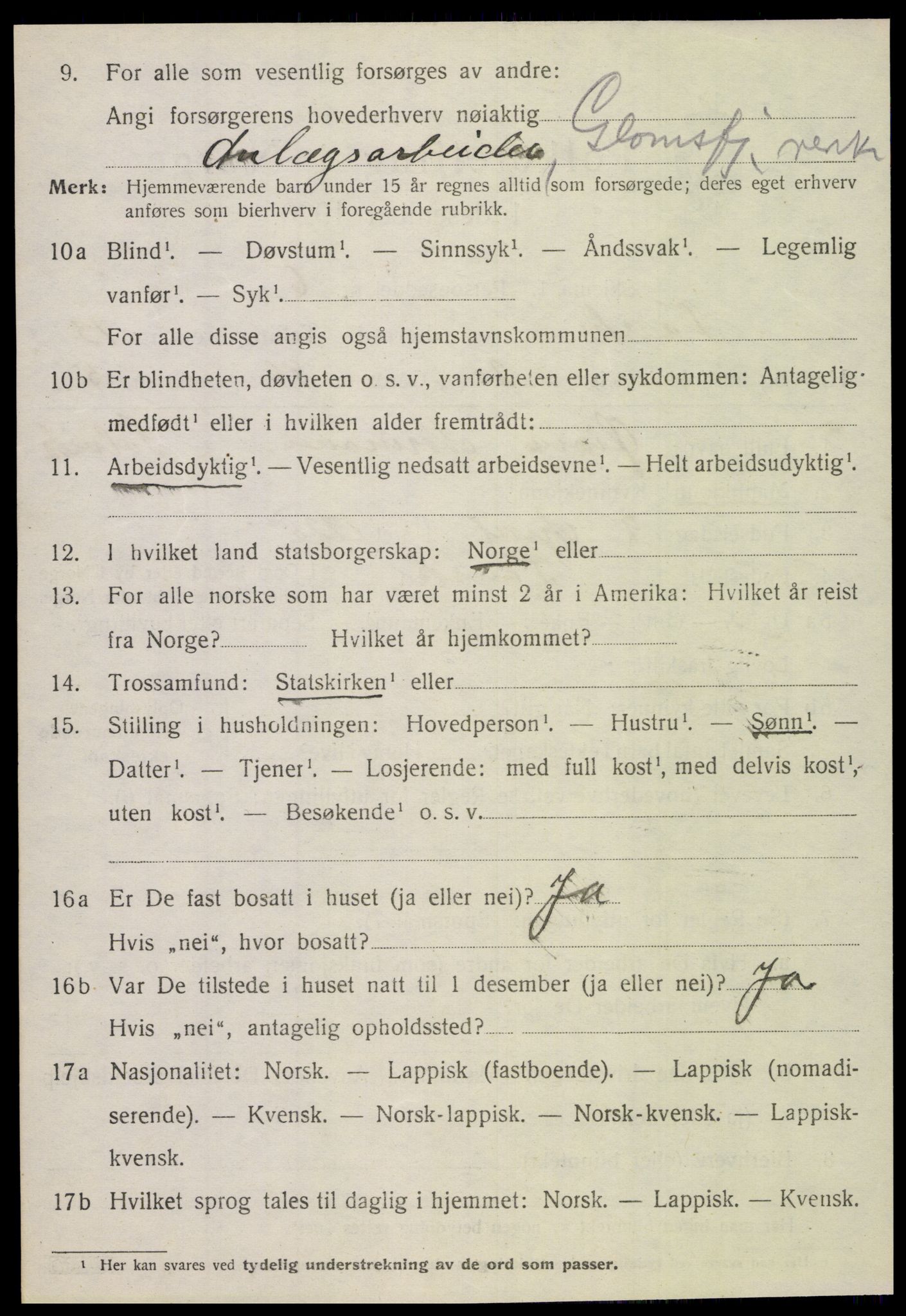 SAT, 1920 census for Fauske, 1920, p. 8671