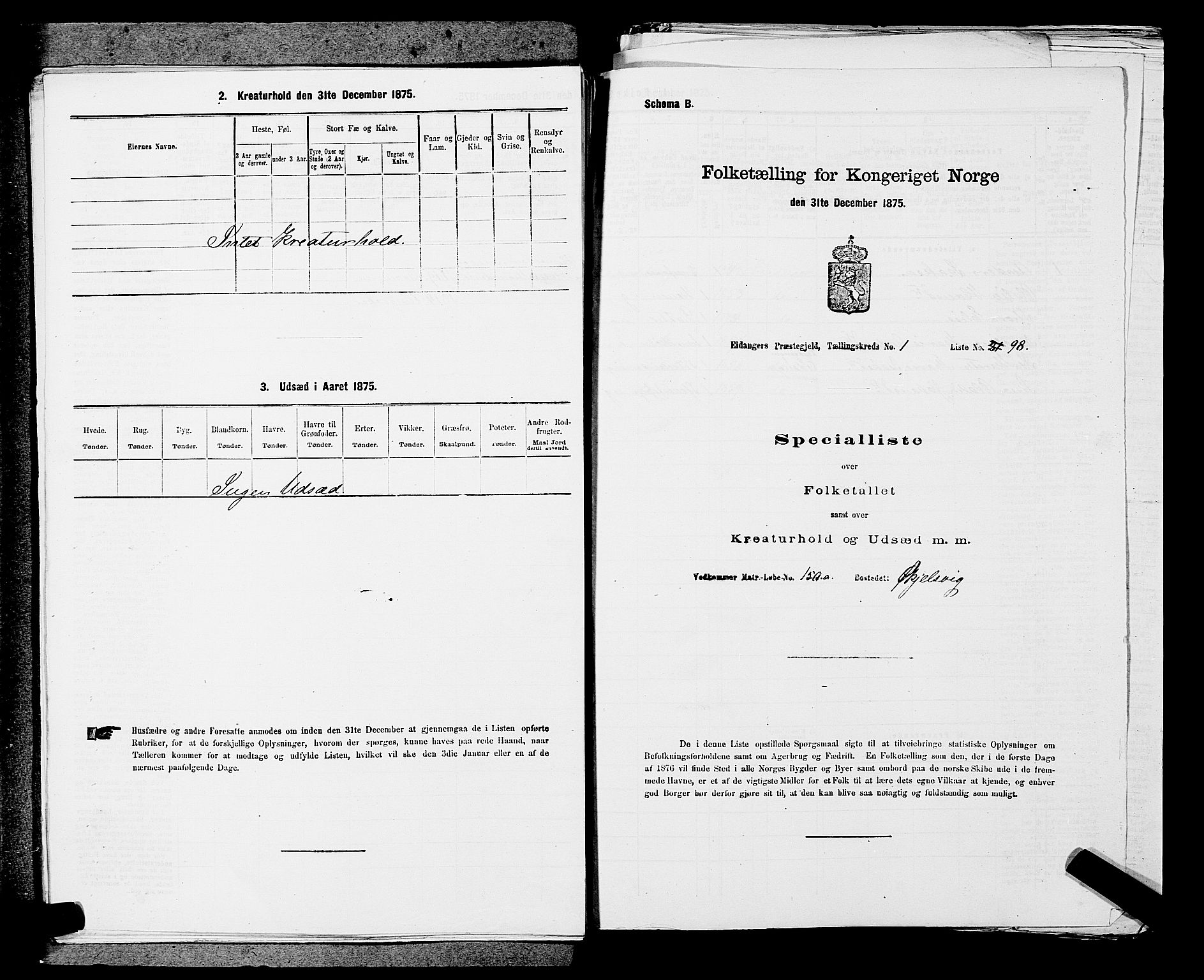 SAKO, 1875 census for 0813P Eidanger, 1875, p. 260