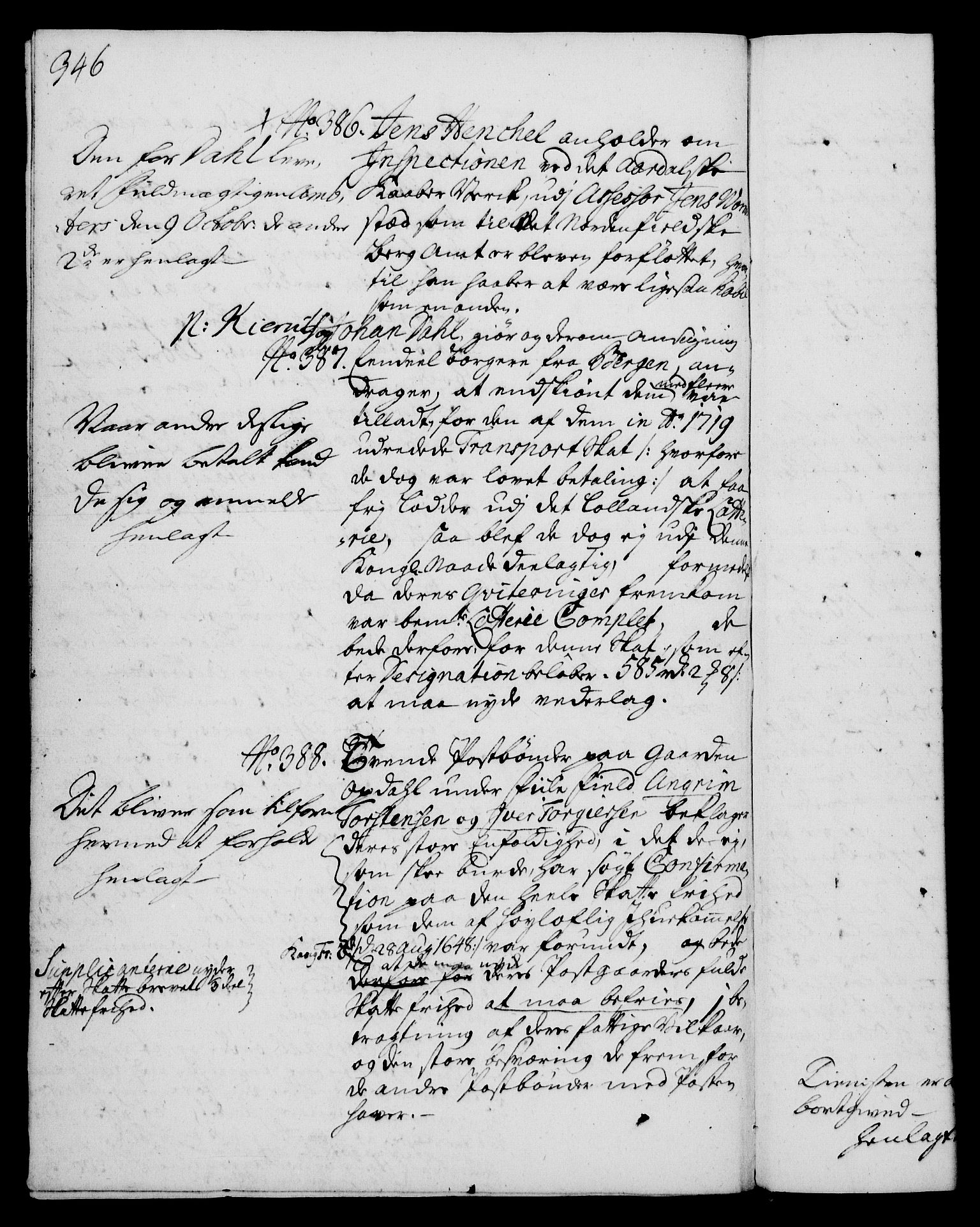 Rentekammeret, Kammerkanselliet, AV/RA-EA-3111/G/Gh/Gha/L0013: Norsk ekstraktmemorialprotokoll (merket RK 53.58), 1731, p. 346