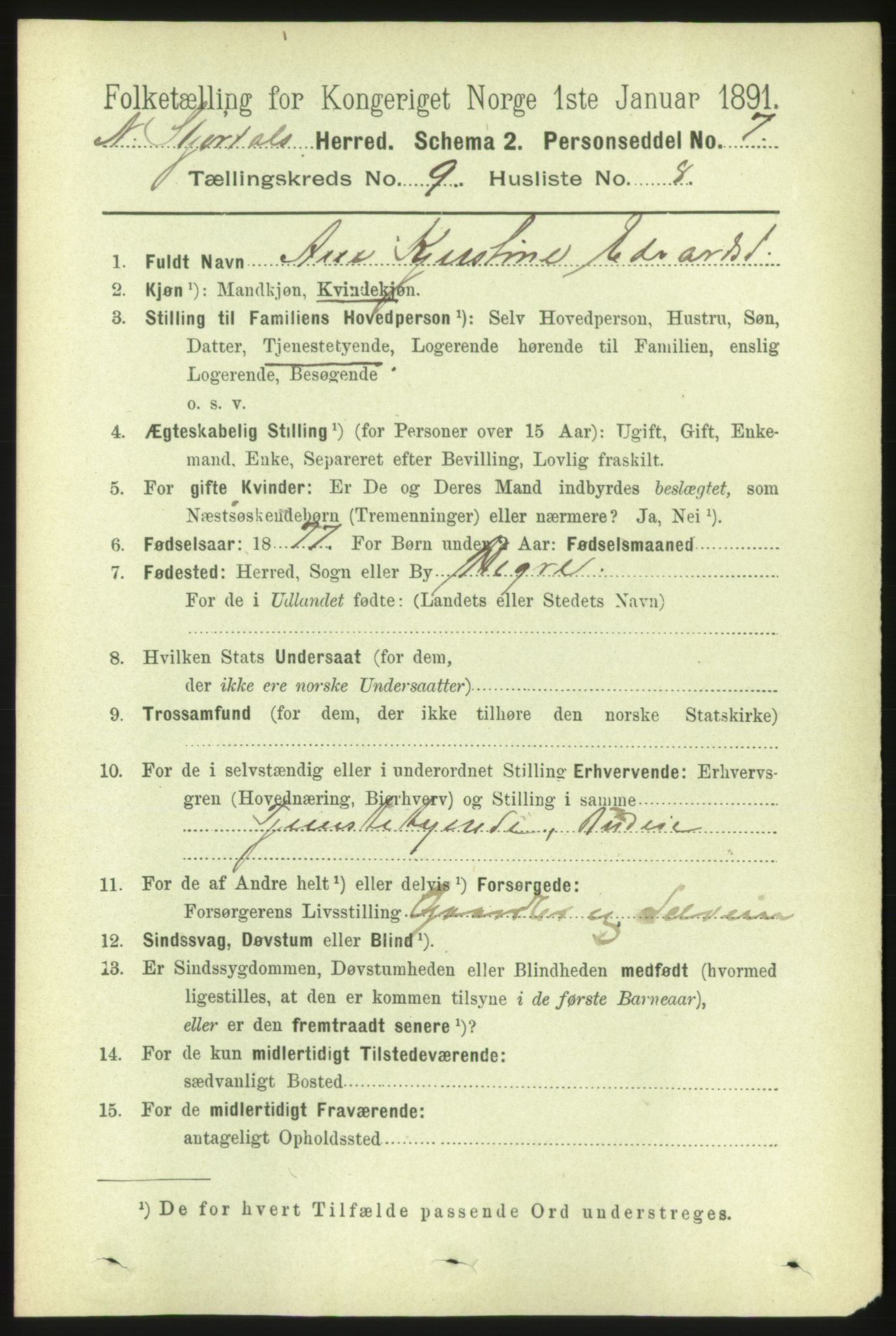 RA, 1891 census for 1714 Nedre Stjørdal, 1891, p. 4883