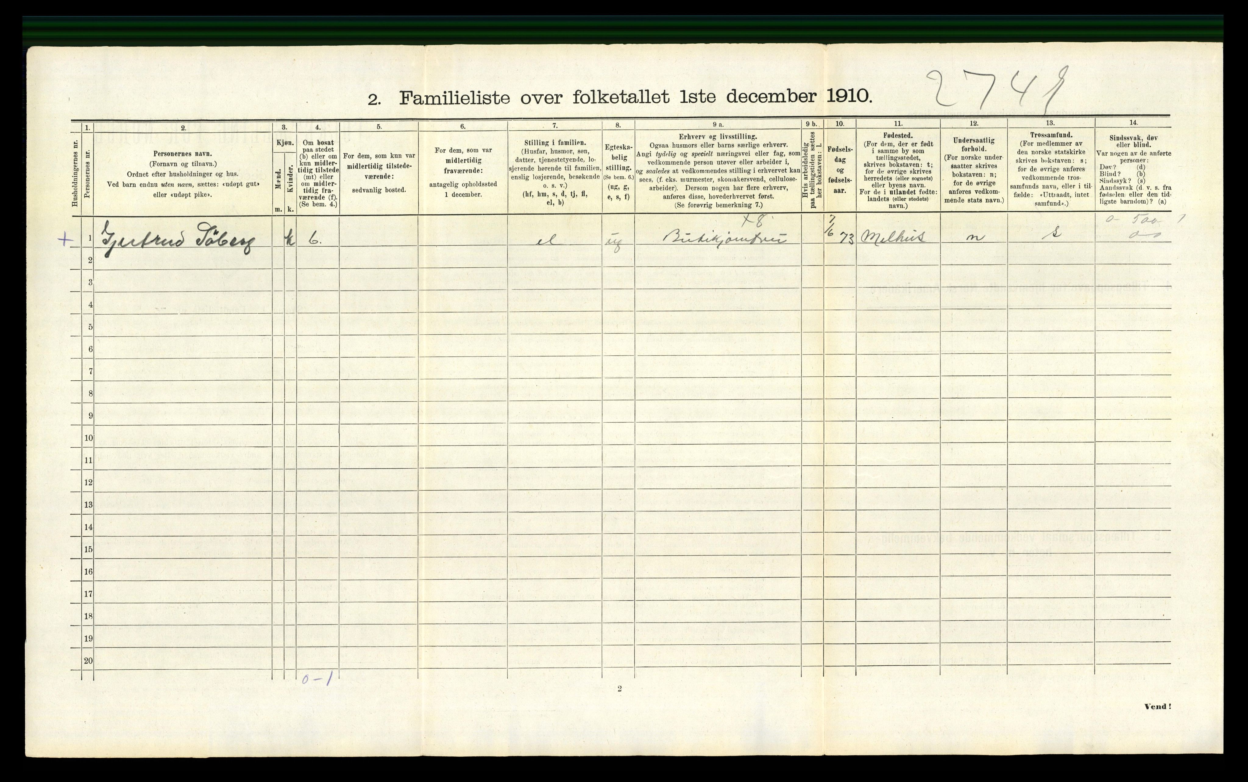 RA, 1910 census for Trondheim, 1910, p. 2678