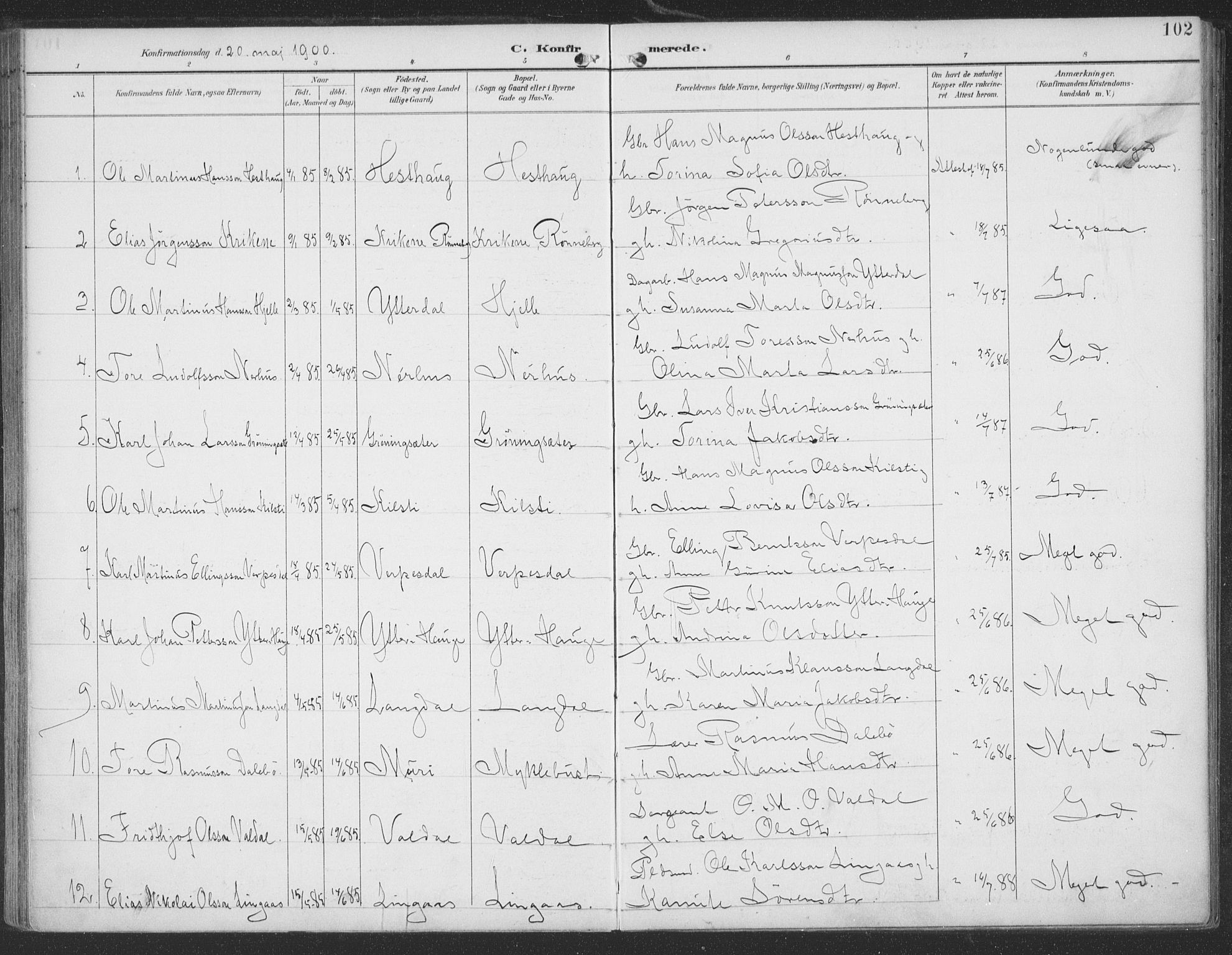 Ministerialprotokoller, klokkerbøker og fødselsregistre - Møre og Romsdal, SAT/A-1454/519/L0256: Parish register (official) no. 519A15, 1895-1912, p. 102