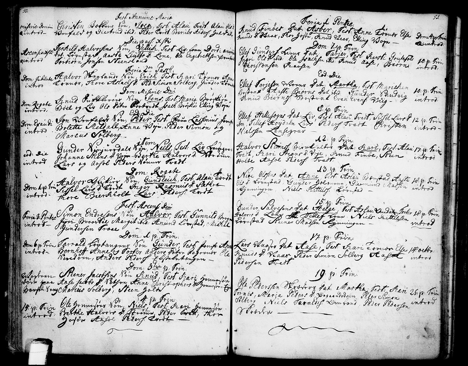 Drangedal kirkebøker, AV/SAKO-A-258/F/Fa/L0001: Parish register (official) no. 1, 1697-1767, p. 50-51