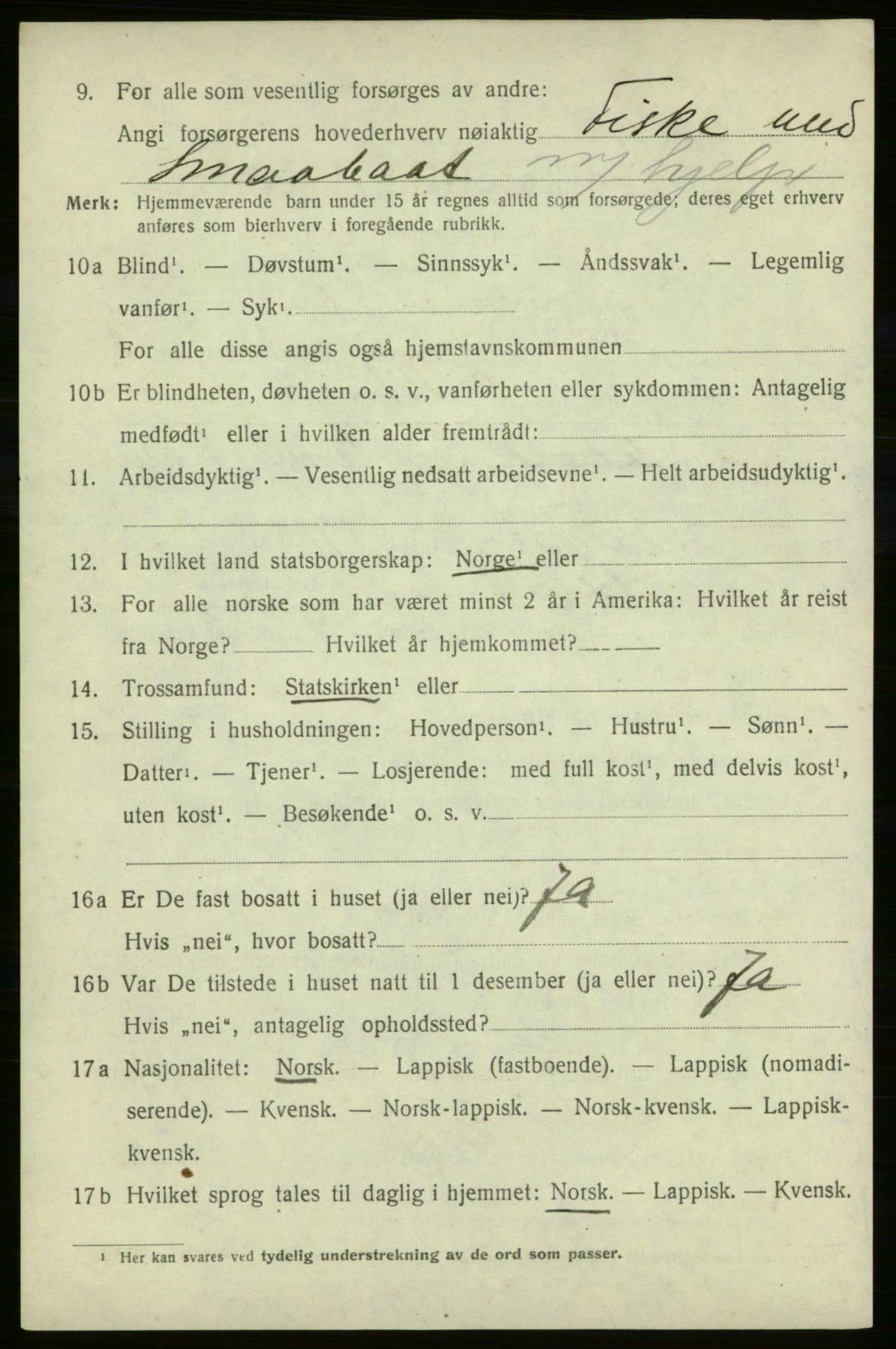 SATØ, 1920 census for Hasvik, 1920, p. 2318