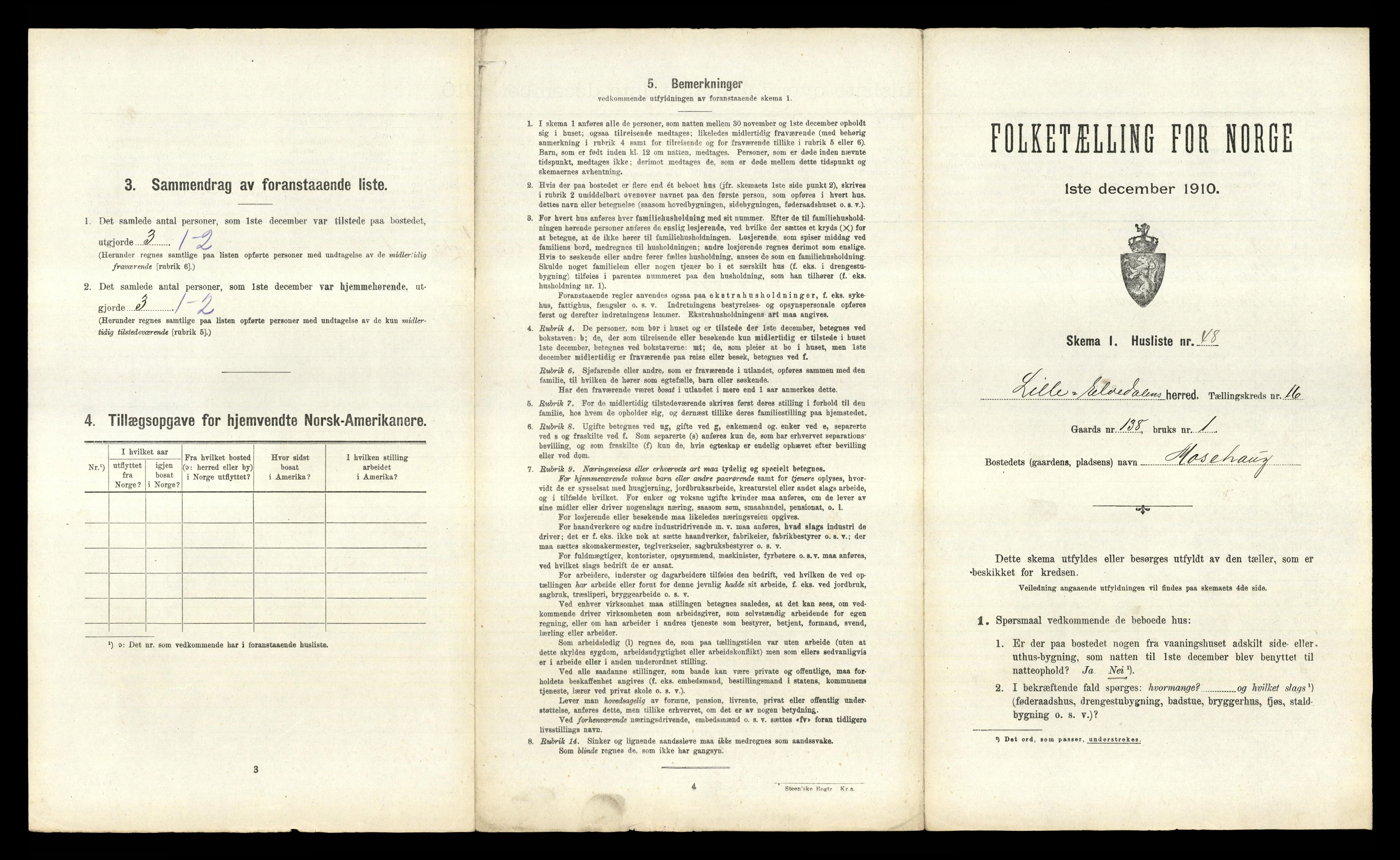 RA, 1910 census for Lille Elvedalen, 1910, p. 1357