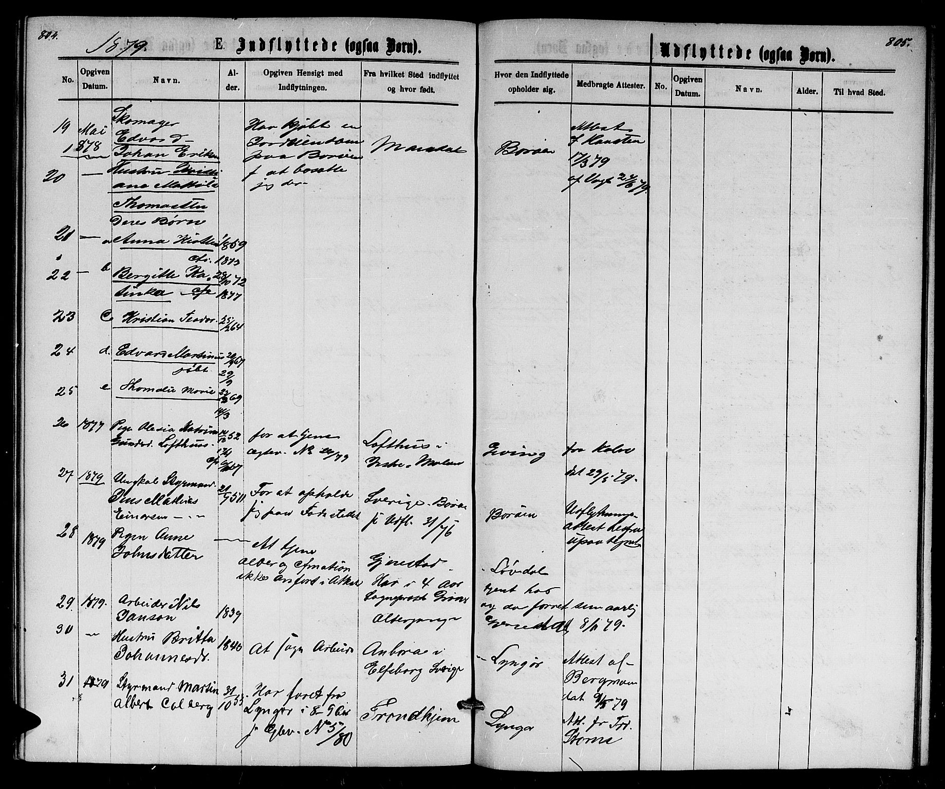 Dypvåg sokneprestkontor, AV/SAK-1111-0007/F/Fb/Fba/L0012: Parish register (copy) no. B 12, 1872-1886, p. 804-805