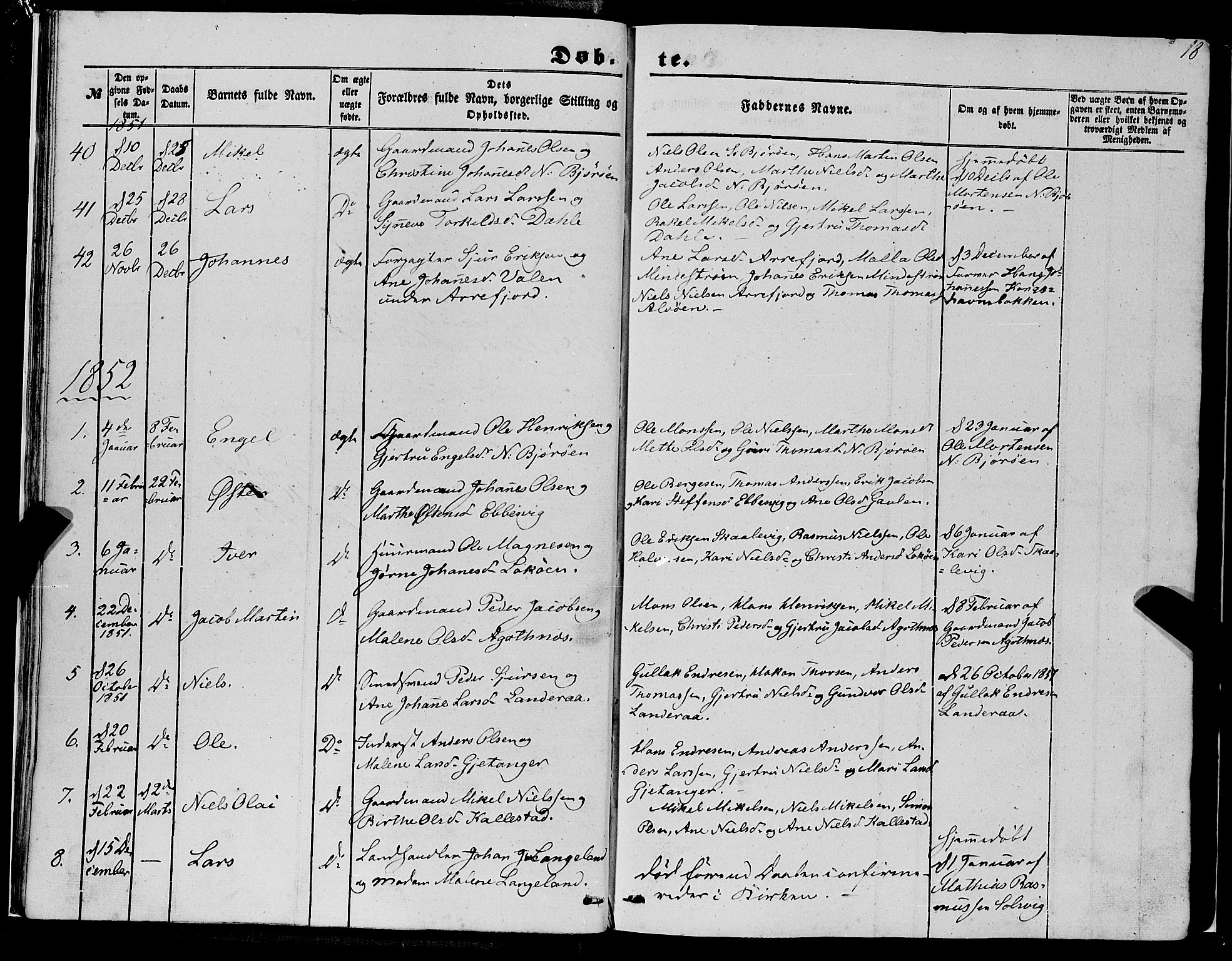 Fjell sokneprestembete, SAB/A-75301/H/Haa: Parish register (official) no. A 2, 1847-1864, p. 18