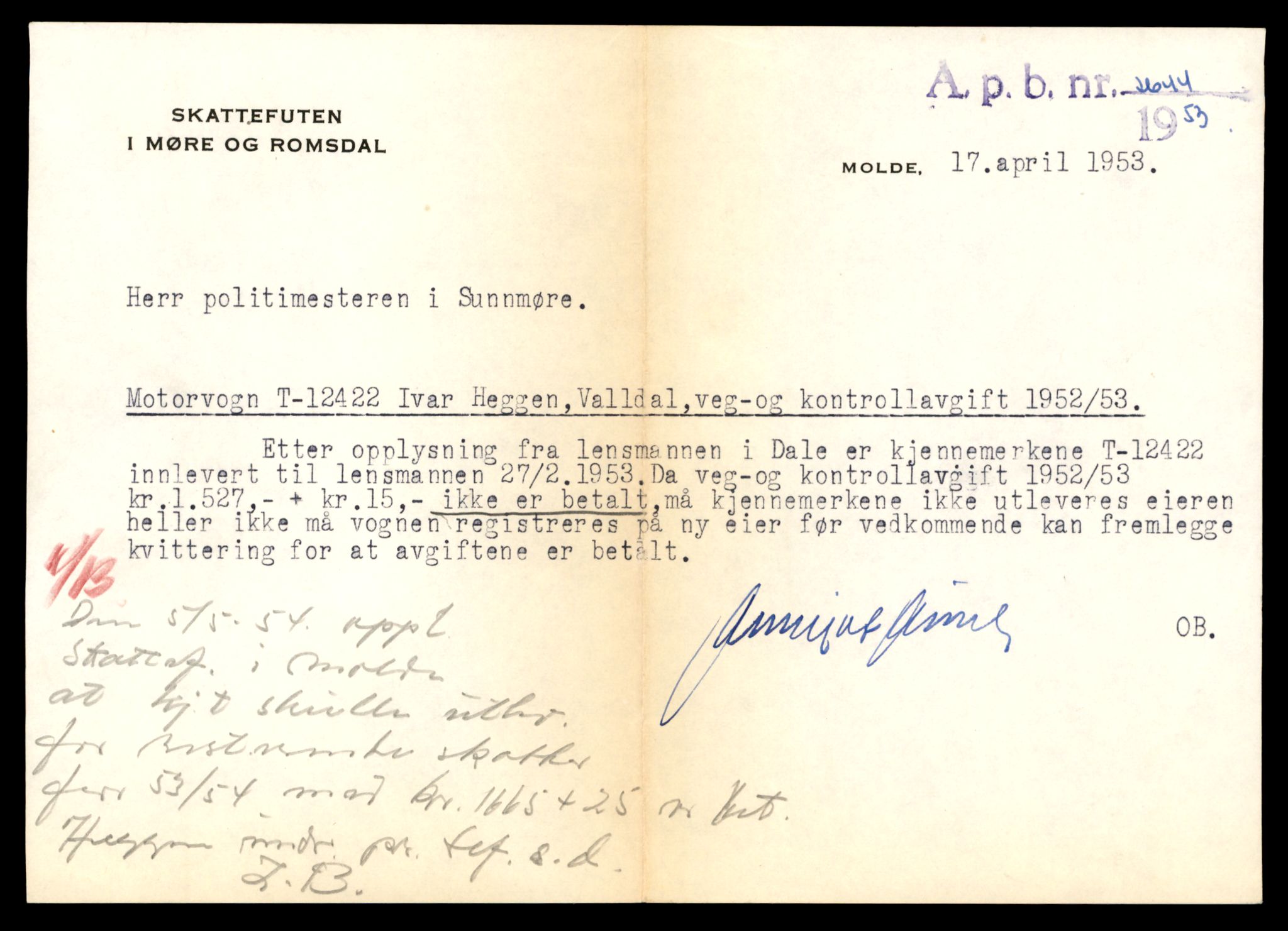 Møre og Romsdal vegkontor - Ålesund trafikkstasjon, AV/SAT-A-4099/F/Fe/L0033: Registreringskort for kjøretøy T 12151 - T 12474, 1927-1998, p. 3115