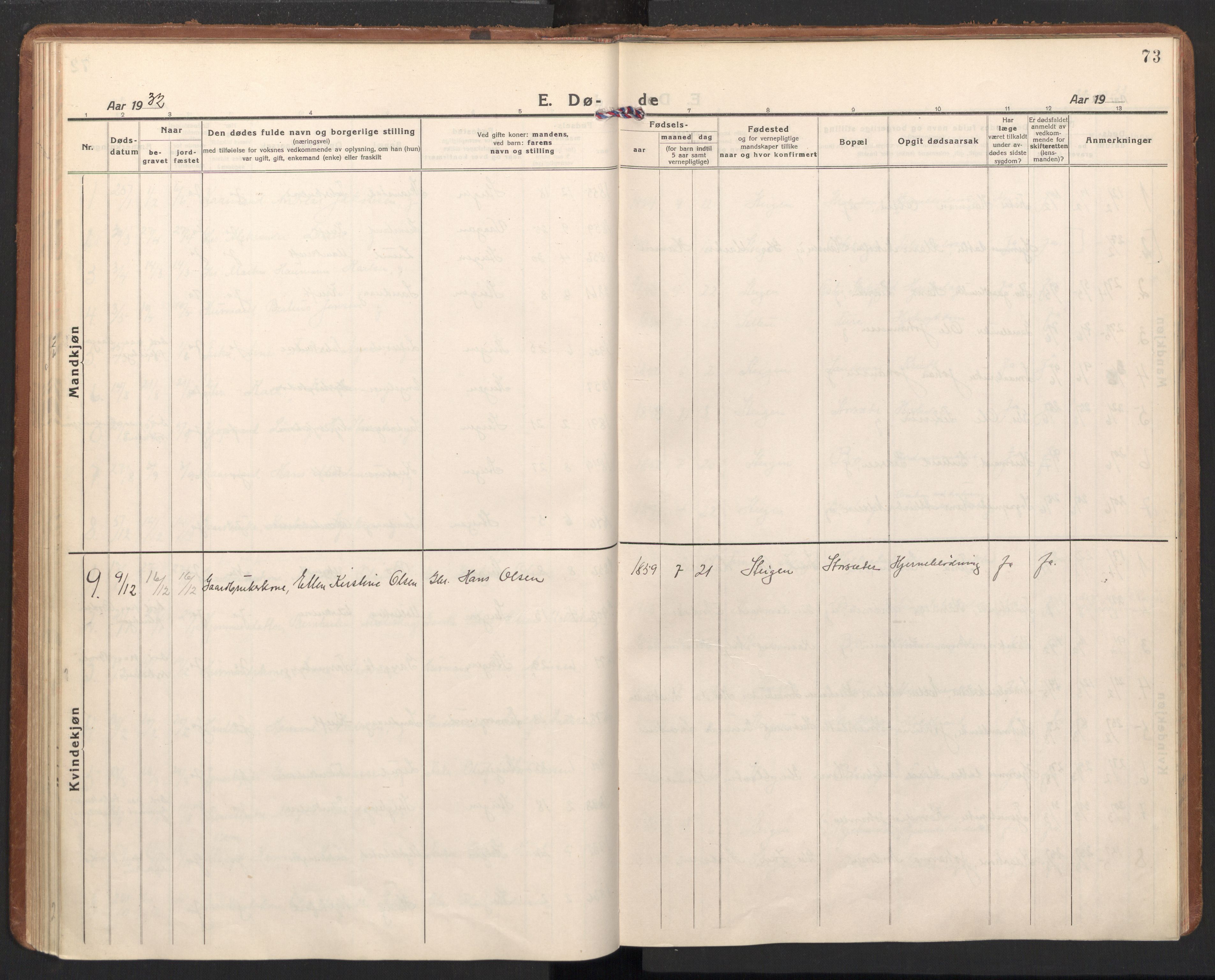 Ministerialprotokoller, klokkerbøker og fødselsregistre - Nordland, AV/SAT-A-1459/855/L0809: Parish register (official) no. 855A18, 1921-1939, p. 73