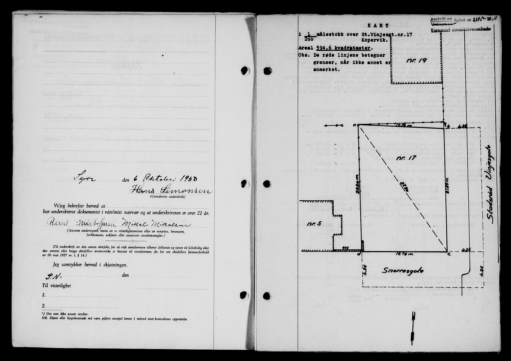 Karmsund sorenskriveri, SAST/A-100311/01/II/IIB/L0101: Mortgage book no. 81A, 1950-1951, Diary no: : 2845/1950