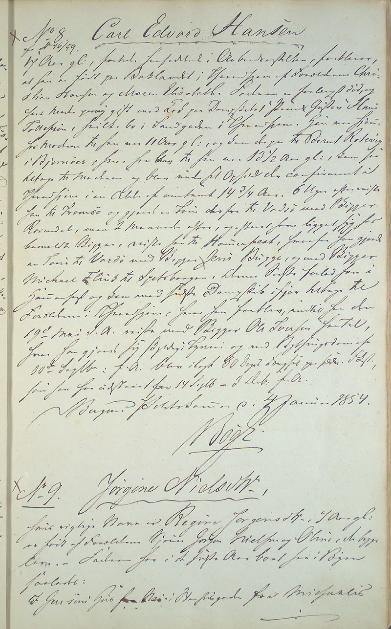 Bergen politikammer / politidistrikt, AV/SAB-A-60401/I/Ic, 1854-1856