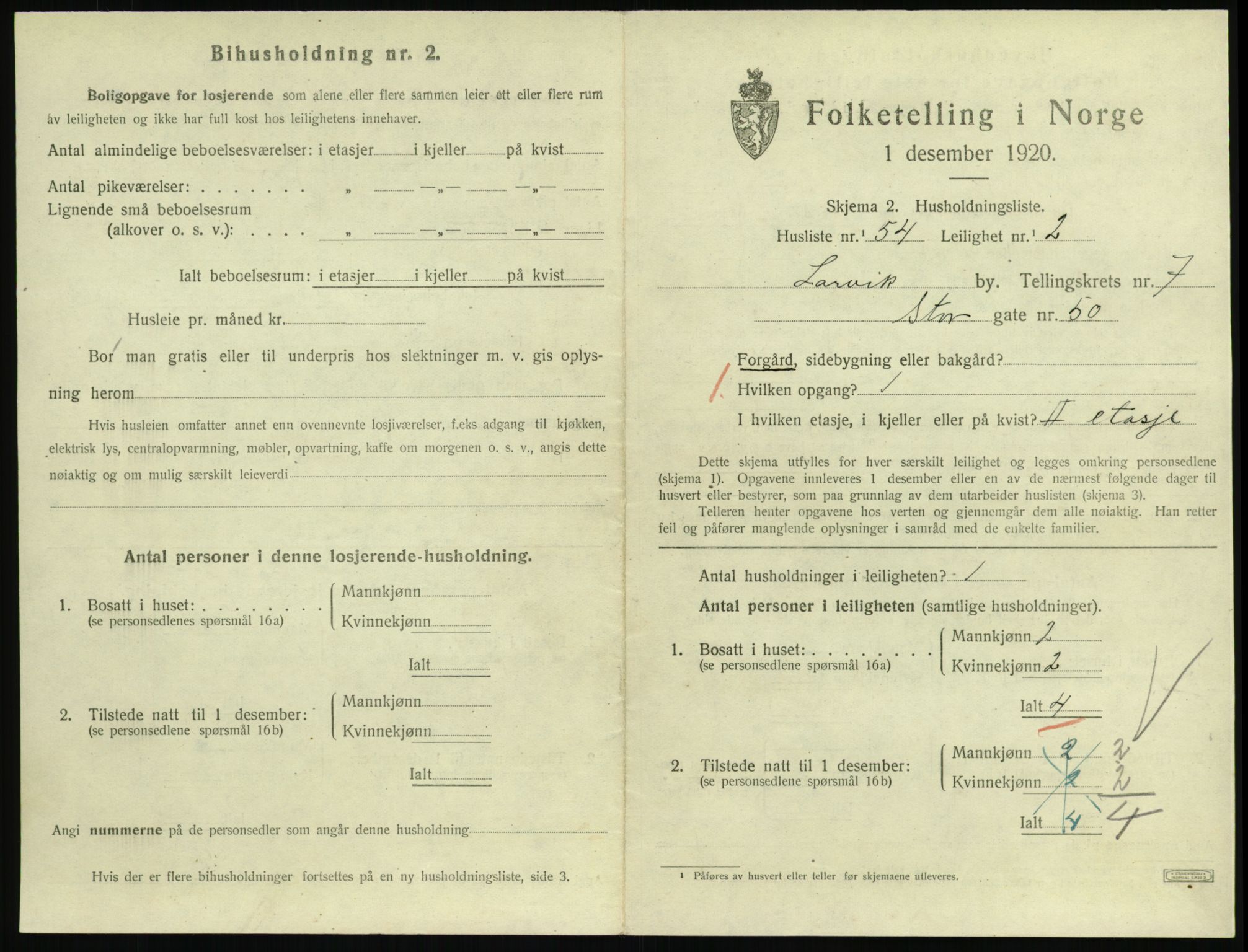 SAKO, 1920 census for Larvik, 1920, p. 6160