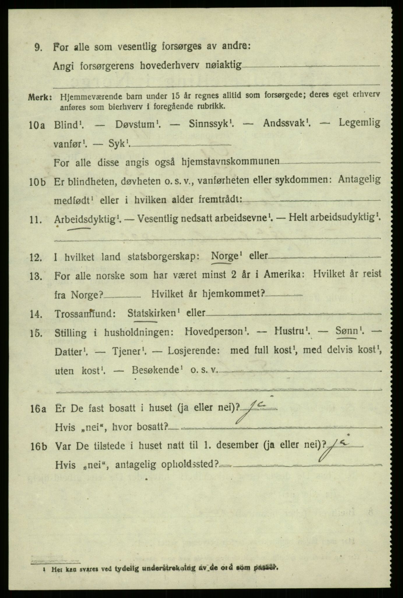 SAB, 1920 census for Os, 1920, p. 2581