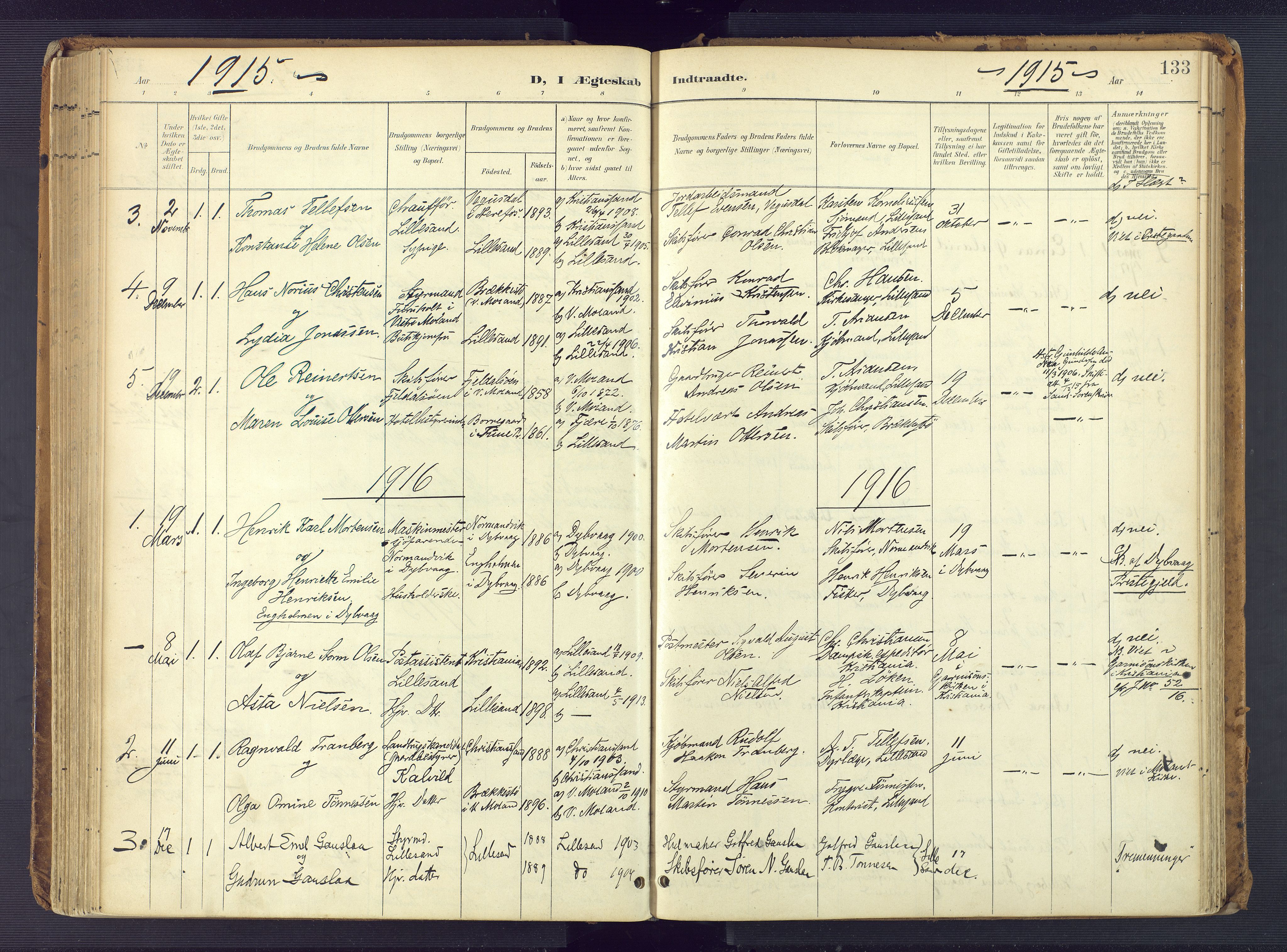 Vestre Moland sokneprestkontor, SAK/1111-0046/F/Fa/Faa/L0002: Parish register (official) no. A 2, 1900-1926, p. 133