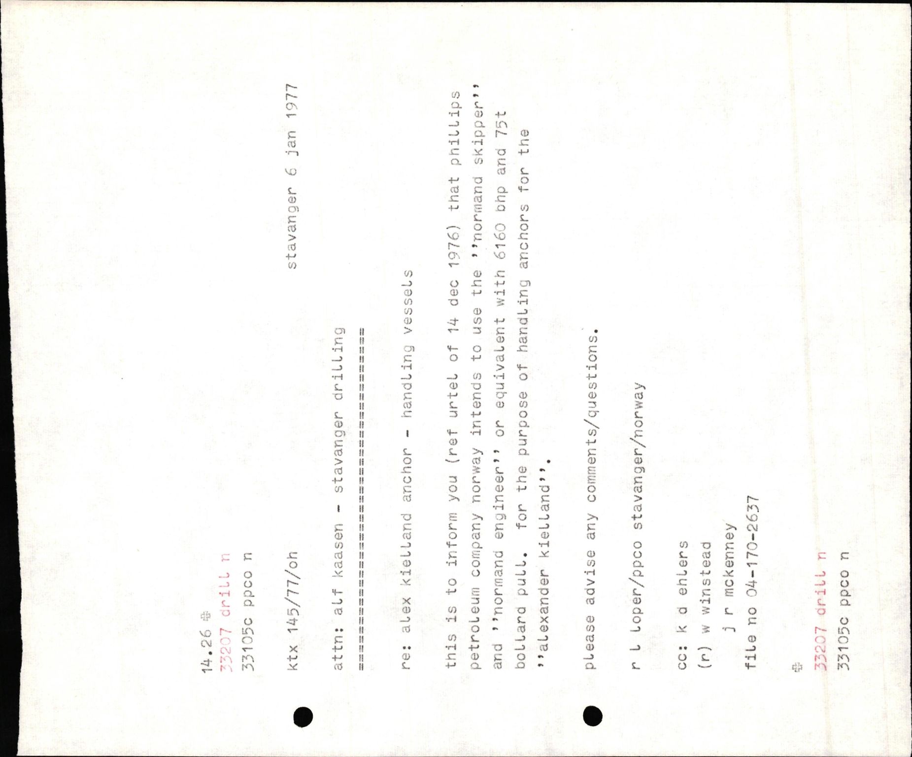 Pa 1503 - Stavanger Drilling AS, AV/SAST-A-101906/2/E/Eb/Eba/L0010: Sak og korrespondanse, 1977-1981