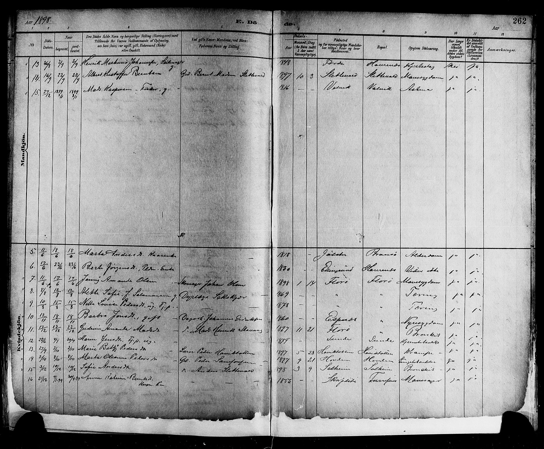 Kinn sokneprestembete, AV/SAB-A-80801/H/Hab/Haba/L0002: Parish register (copy) no. A 2, 1882-1906, p. 262