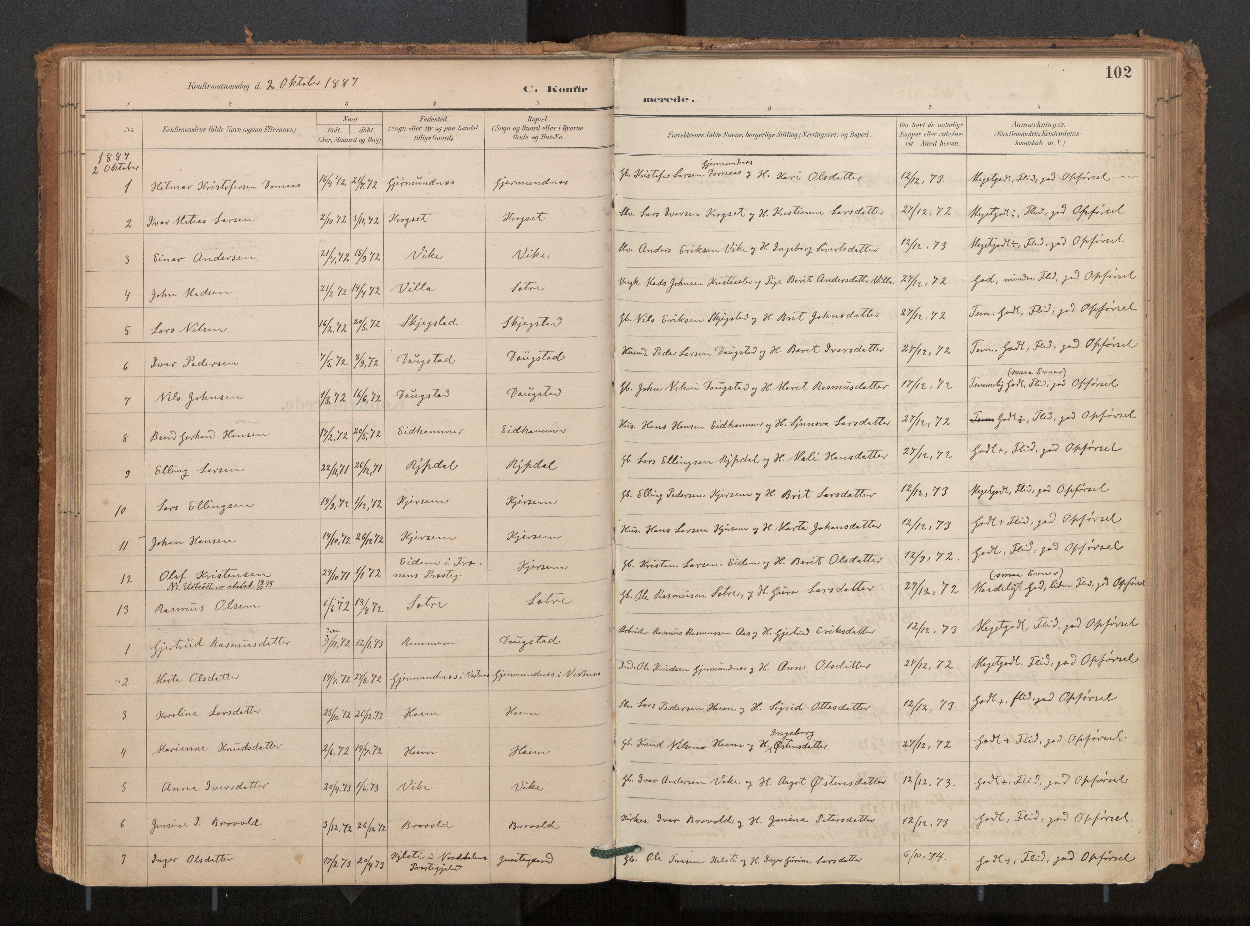 Ministerialprotokoller, klokkerbøker og fødselsregistre - Møre og Romsdal, SAT/A-1454/541/L0545a: Parish register (official) no. 541A03, 1887-1912, p. 102