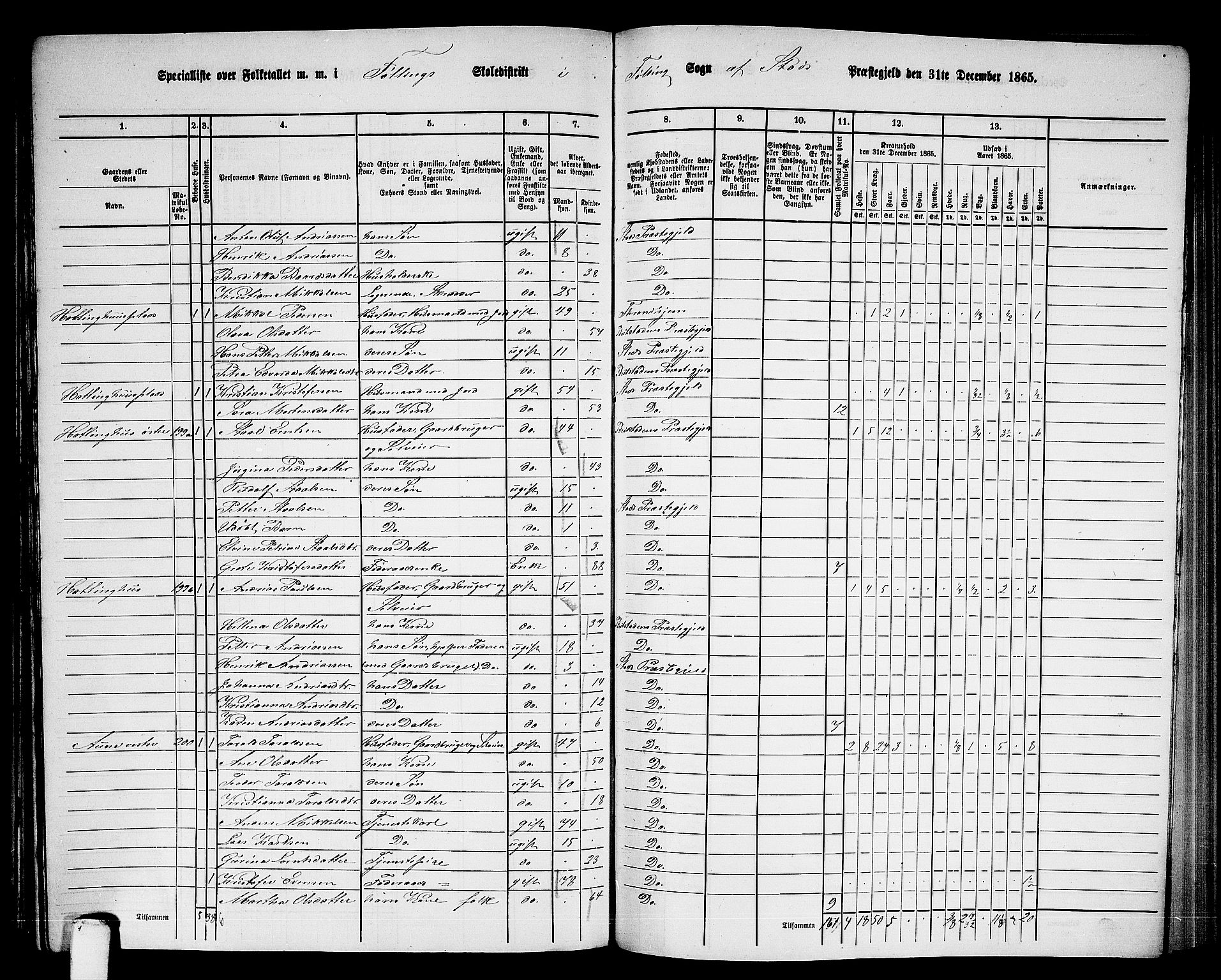 RA, 1865 census for Stod, 1865, p. 153