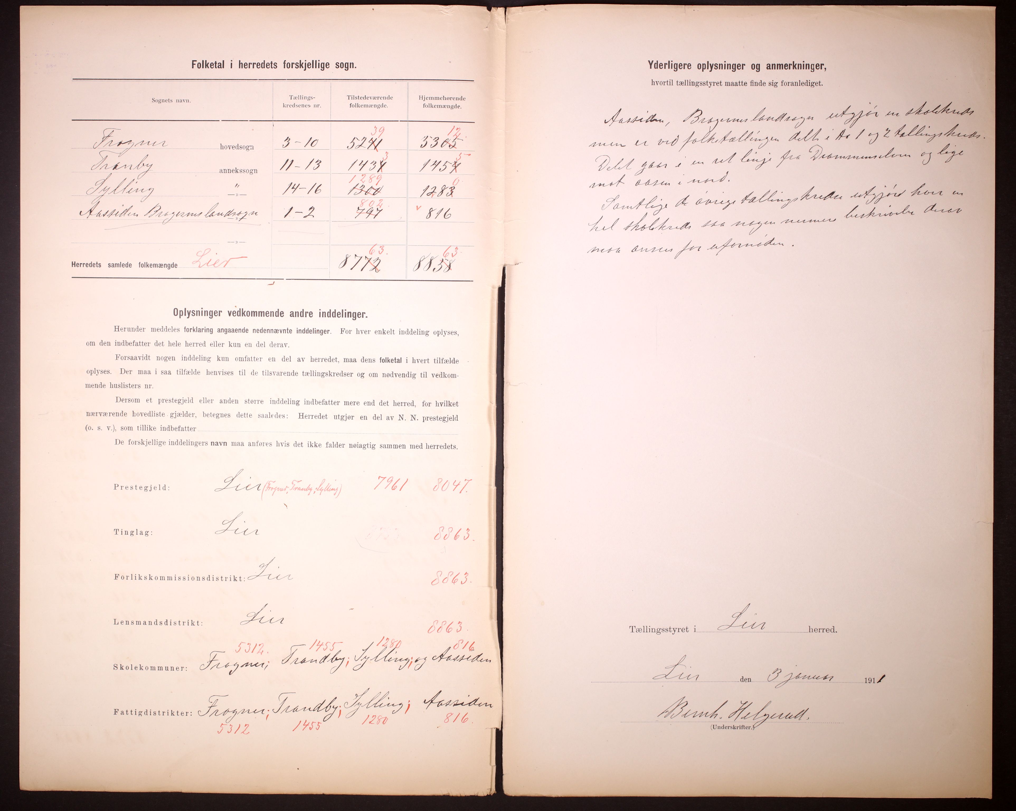 RA, 1910 census for Lier, 1910, p. 3