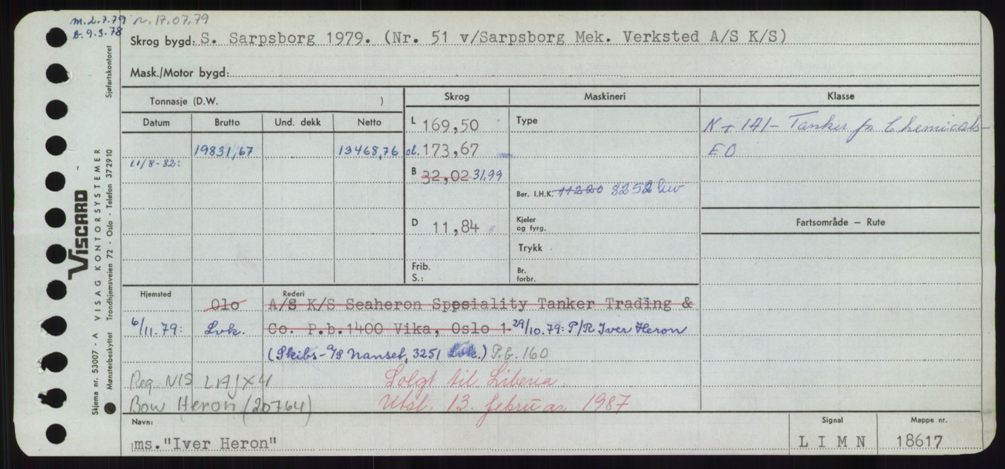 Sjøfartsdirektoratet med forløpere, Skipsmålingen, AV/RA-S-1627/H/Hd/L0018: Fartøy, I, p. 331