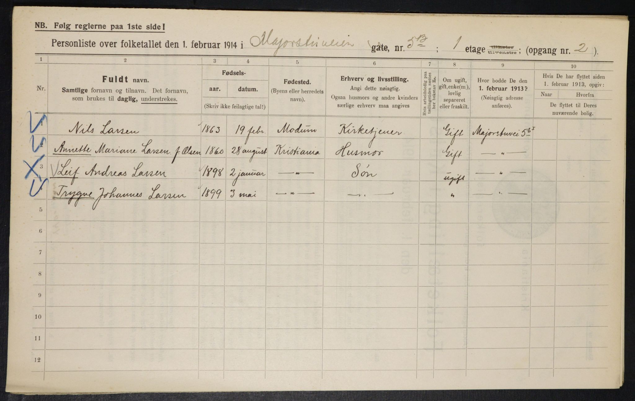 OBA, Municipal Census 1914 for Kristiania, 1914, p. 59568