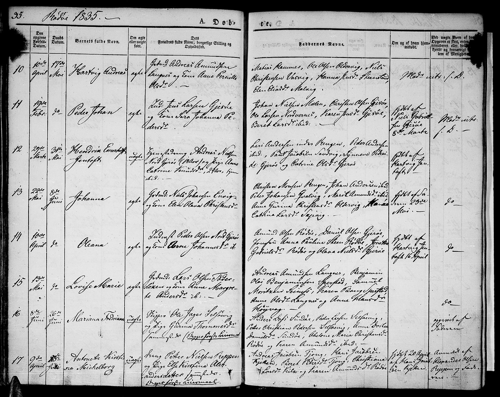 Ministerialprotokoller, klokkerbøker og fødselsregistre - Nordland, AV/SAT-A-1459/841/L0598: Parish register (official) no. 841A06 /1, 1825-1844, p. 35