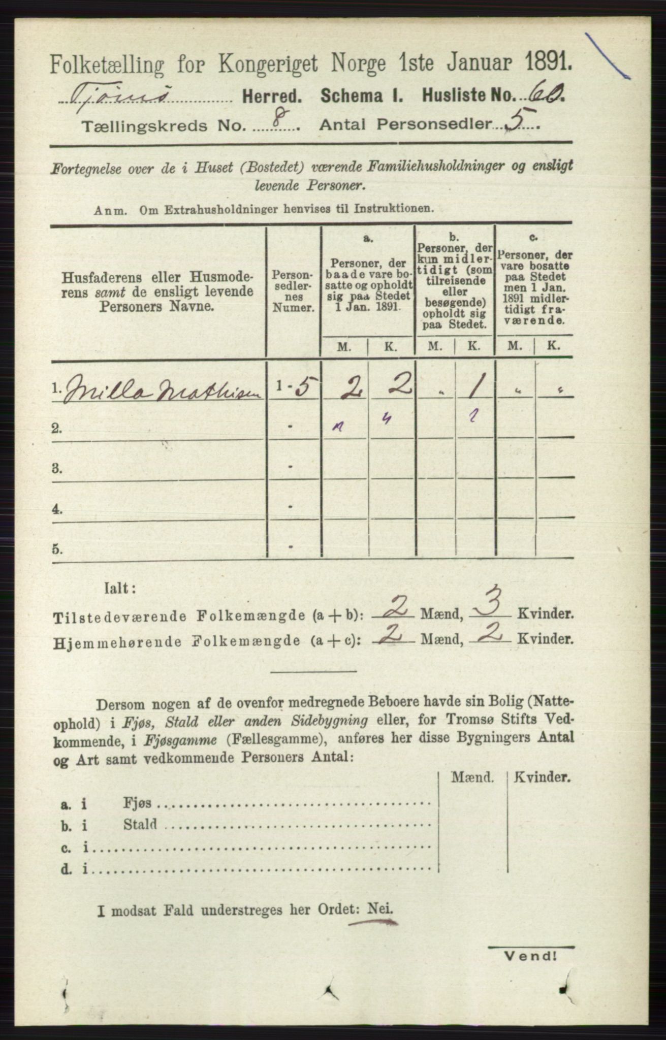 RA, 1891 census for 0723 Tjøme, 1891, p. 2780