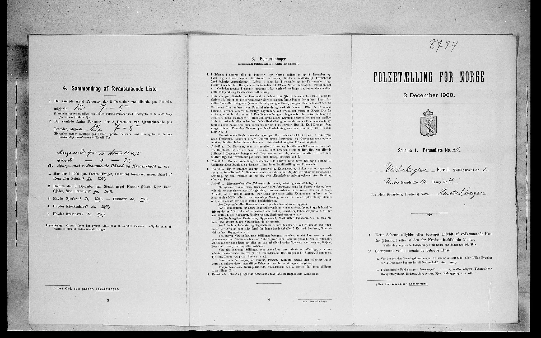 SAH, 1900 census for Eidskog, 1900, p. 313