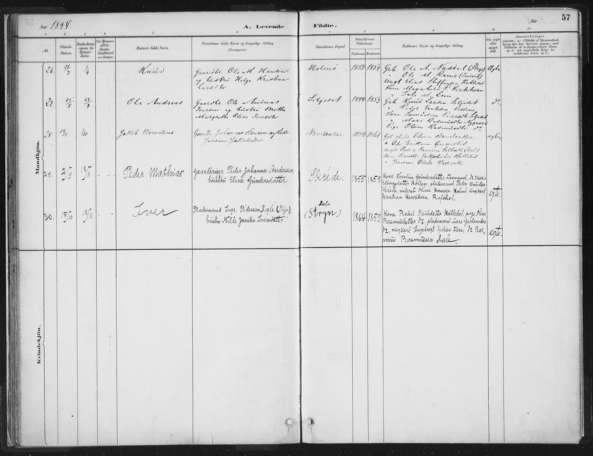 Hornindal sokneprestembete, AV/SAB-A-82401/H/Haa/Haaa/L0003/0001: Parish register (official) no. A 3A, 1887-1917, p. 57