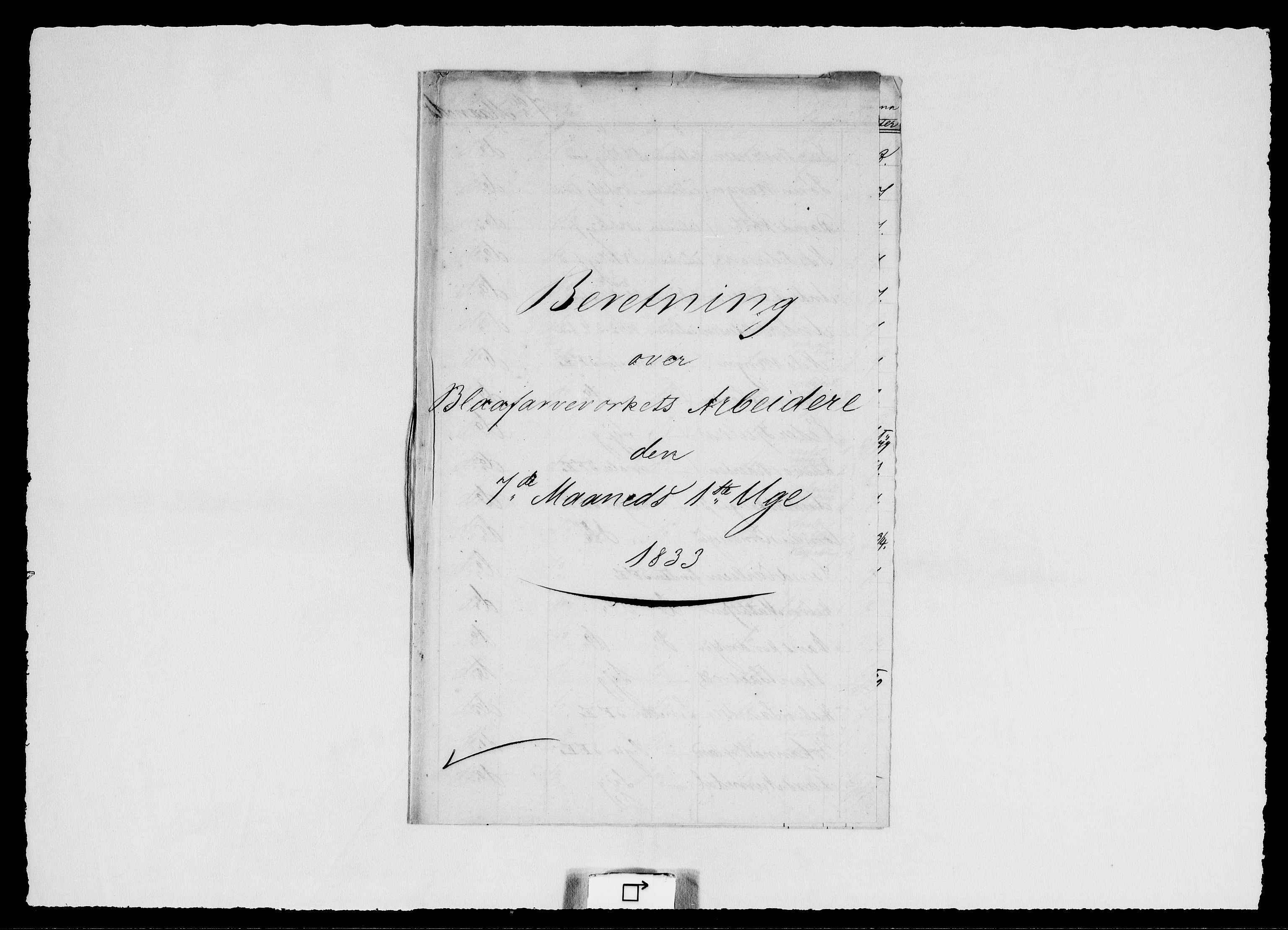 Modums Blaafarveværk, AV/RA-PA-0157/G/Ge/L0322/0001: -- / Berigt over arbeiderne ved farveverket, 1833-1835, p. 2