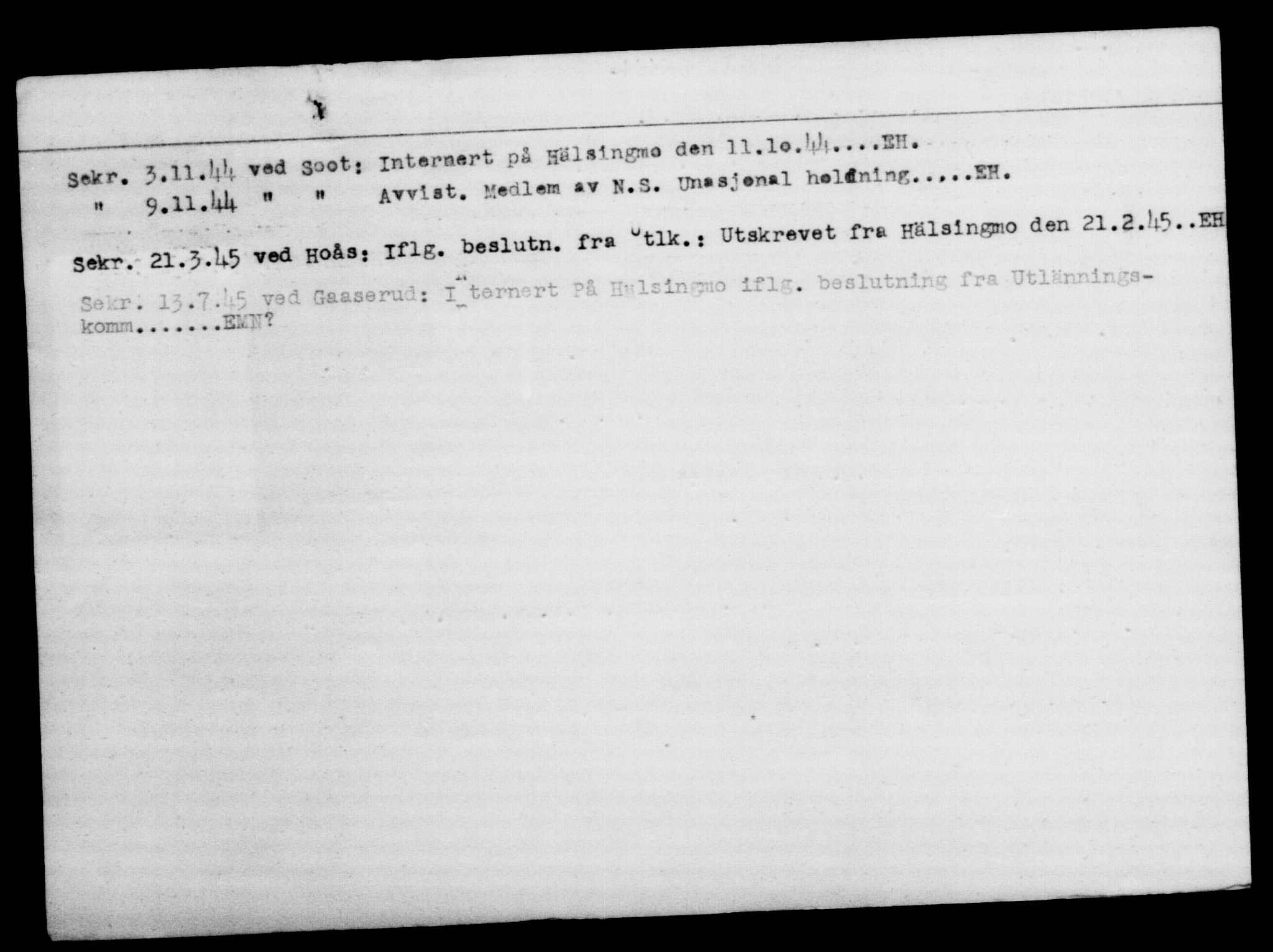 Utenriksstasjonene, Legasjonen i Stockholm, Flyktningkontoret, AV/RA-S-6753/V/Va/L0013: Kjesäterkartoteket, flyktninger med registreringsnr. 31500-34731, 1940-1945, p. 3101