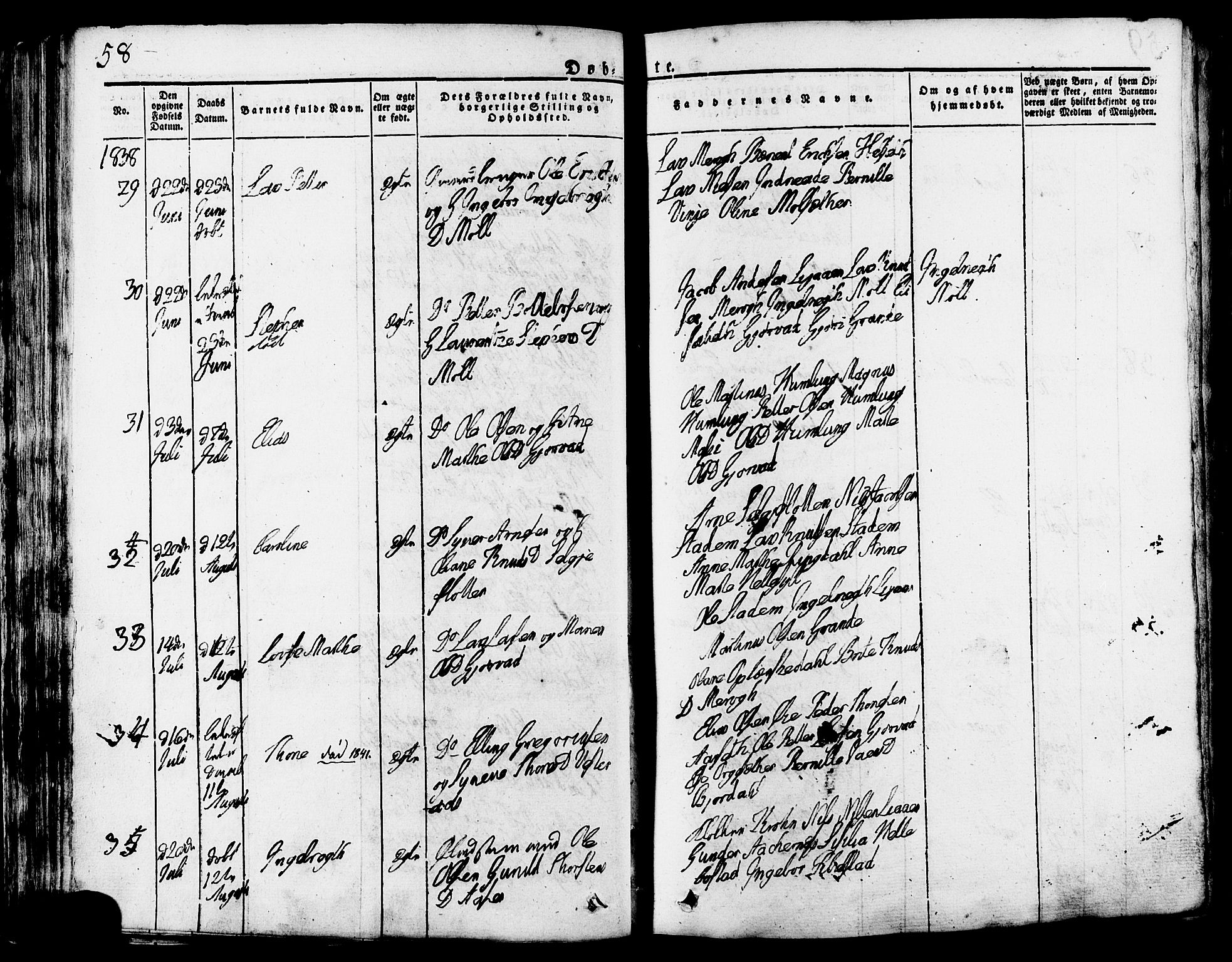 Ministerialprotokoller, klokkerbøker og fødselsregistre - Møre og Romsdal, AV/SAT-A-1454/517/L0221: Parish register (official) no. 517A01, 1827-1858, p. 58