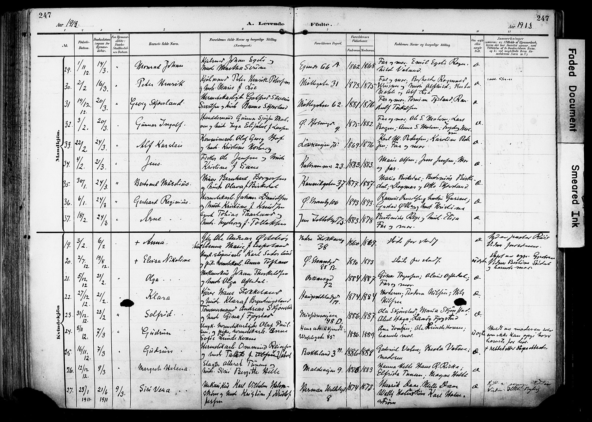 Domkirken sokneprestkontor, AV/SAST-A-101812/001/30/30BA/L0033: Parish register (official) no. A 32, 1903-1915, p. 247