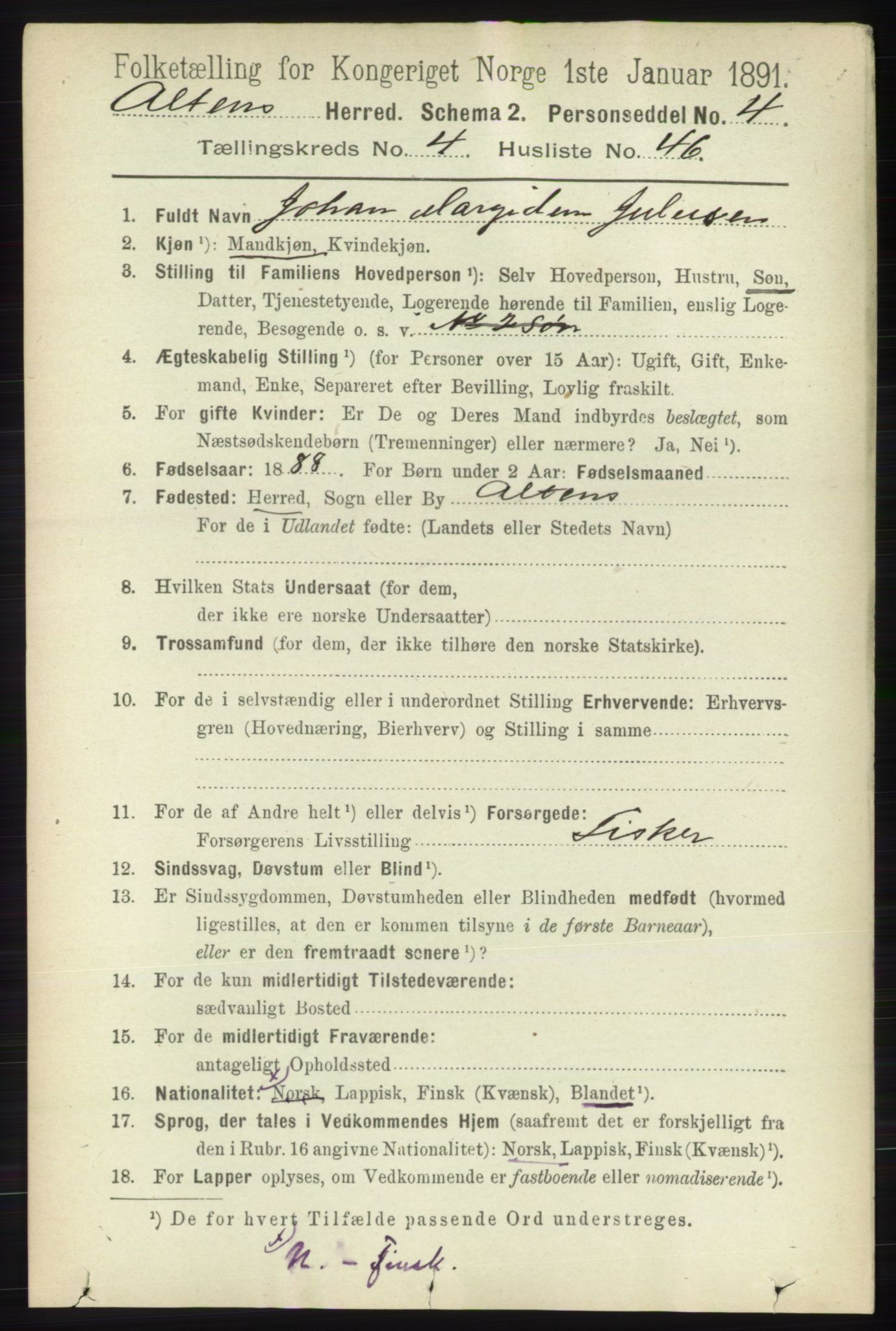 RA, 1891 census for 2012 Alta, 1891, p. 1591