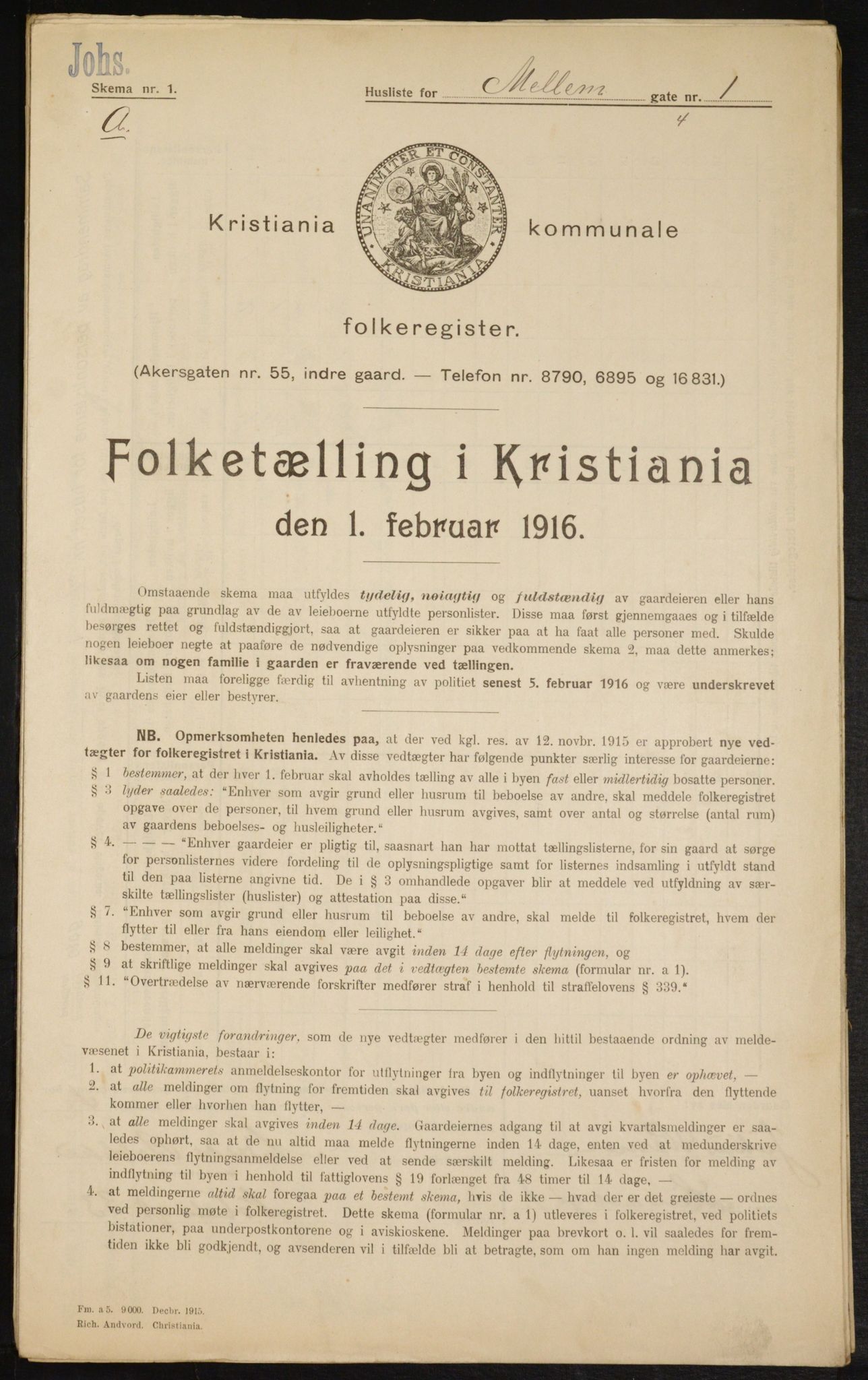 OBA, Municipal Census 1916 for Kristiania, 1916, p. 66669