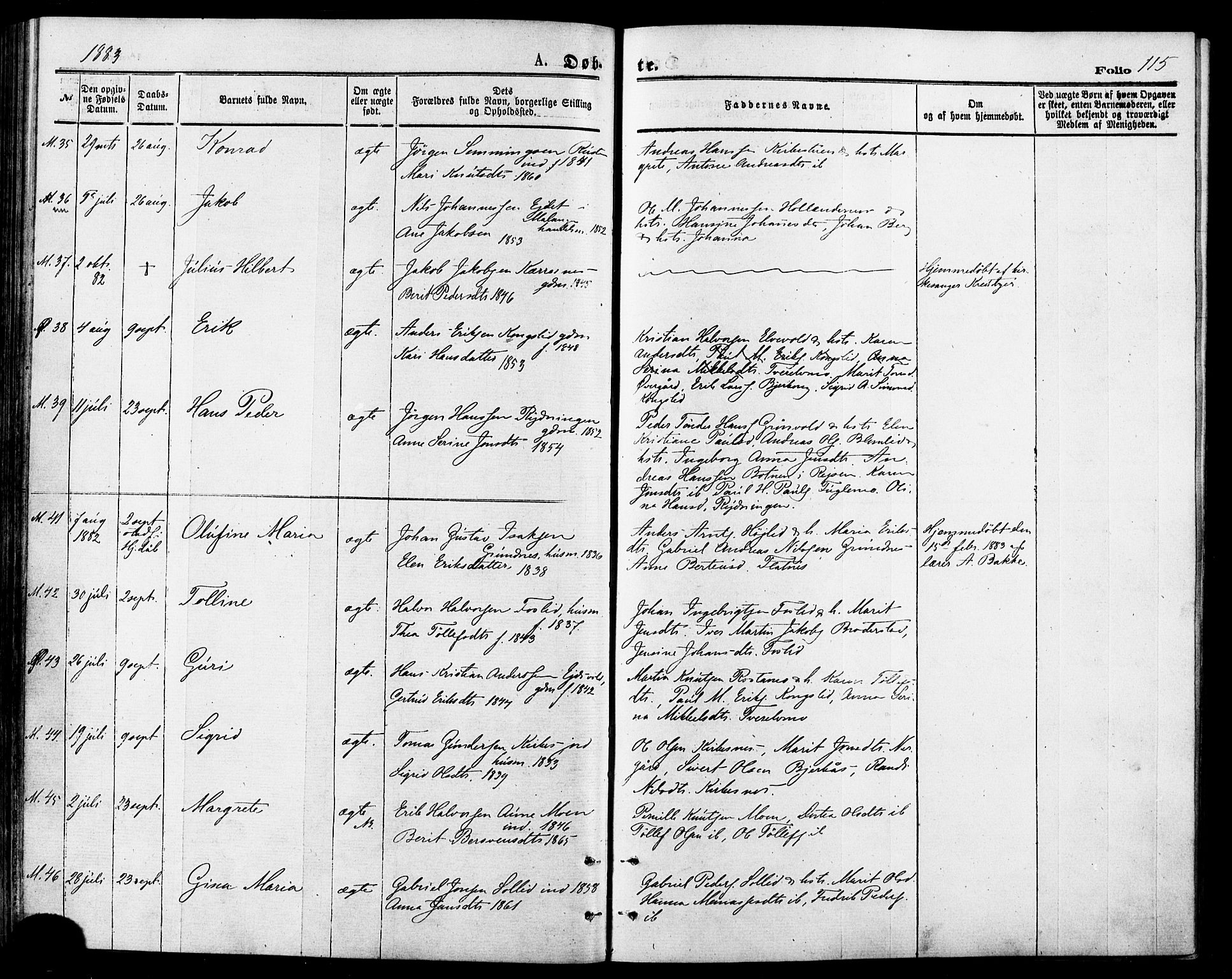 Målselv sokneprestembete, AV/SATØ-S-1311/G/Ga/Gaa/L0005kirke: Parish register (official) no. 5, 1872-1884, p. 115