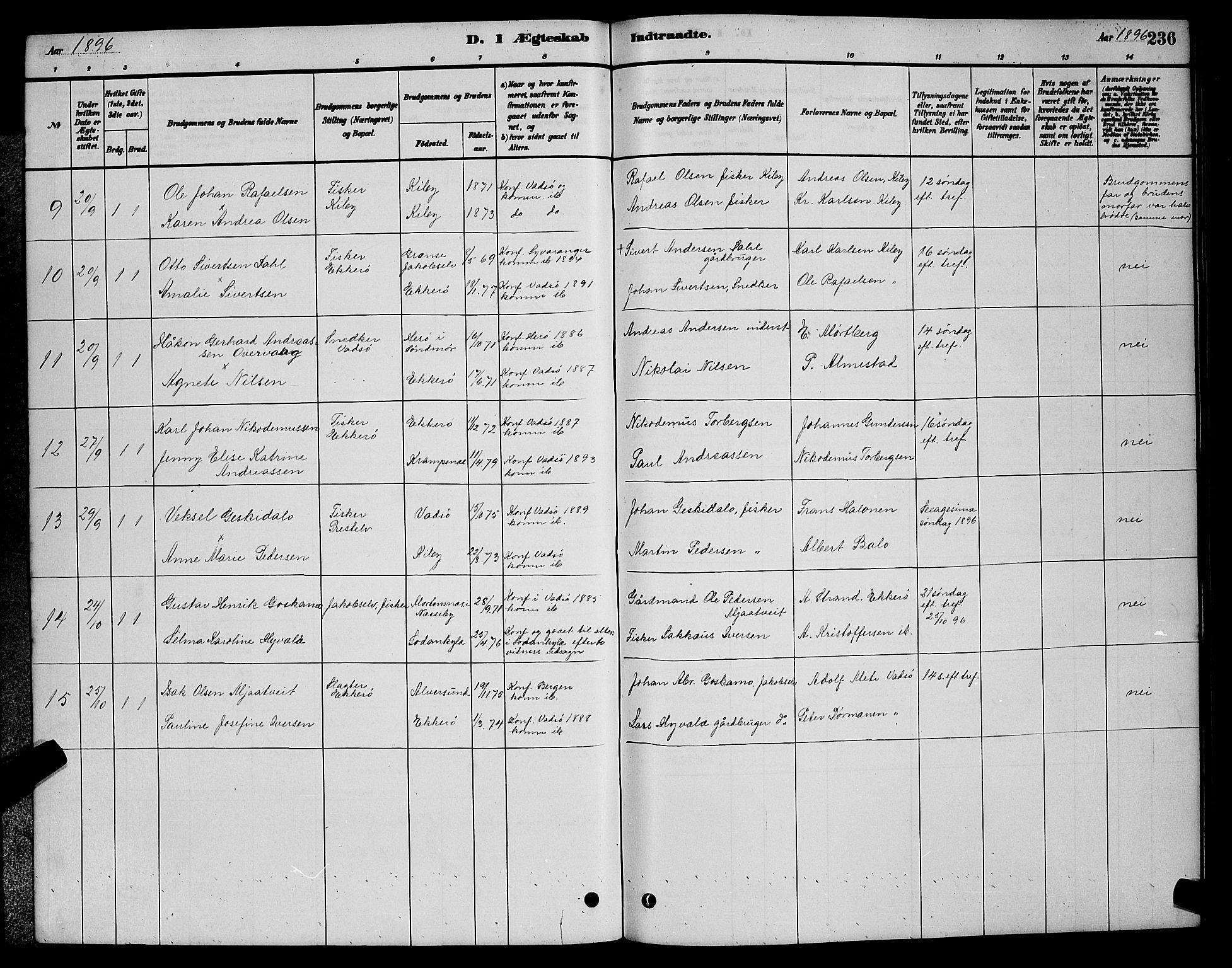Vadsø sokneprestkontor, SATØ/S-1325/H/Hb/L0003klokker: Parish register (copy) no. 3, 1881-1901, p. 236
