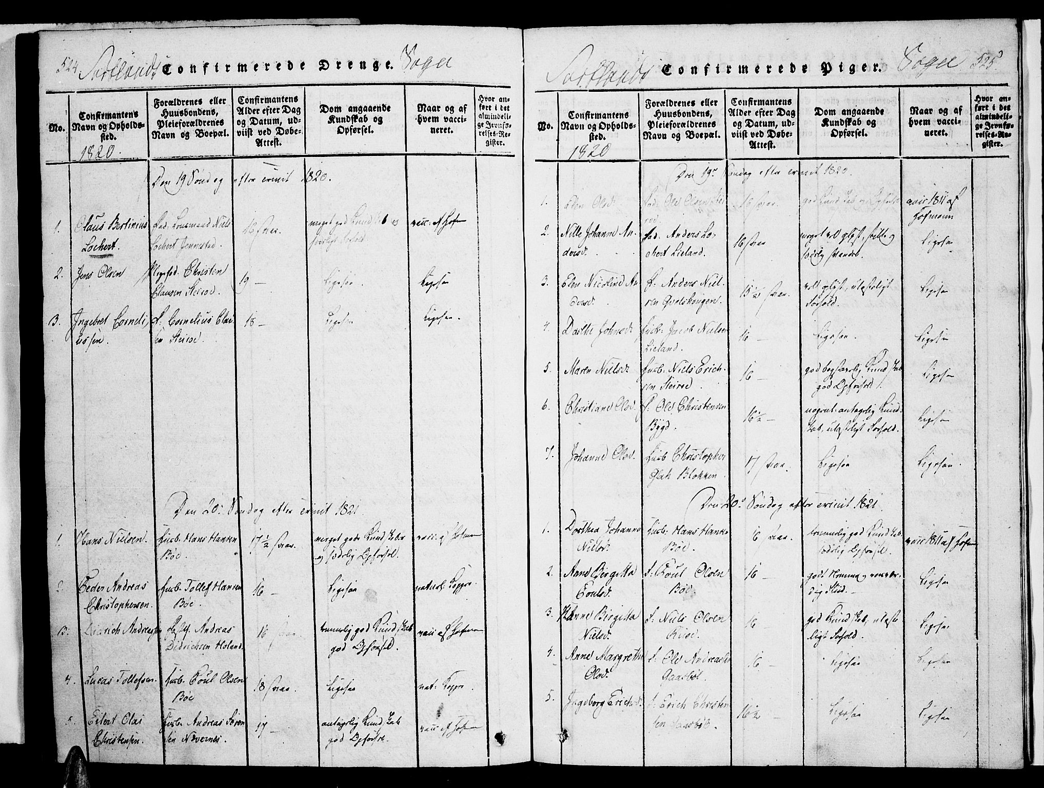 Ministerialprotokoller, klokkerbøker og fødselsregistre - Nordland, SAT/A-1459/888/L1237: Parish register (official) no. 888A05 /2, 1820-1836, p. 524-525