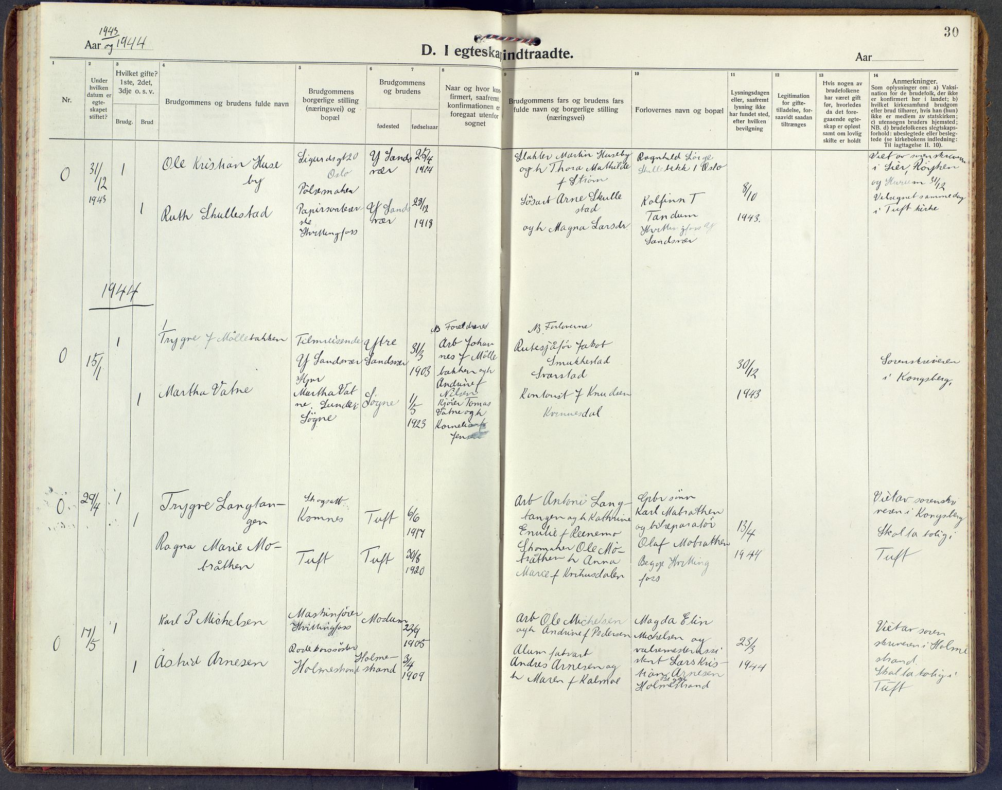 Sandsvær kirkebøker, AV/SAKO-A-244/F/Fc/L0002: Parish register (official) no. III 2, 1920-1959, p. 30