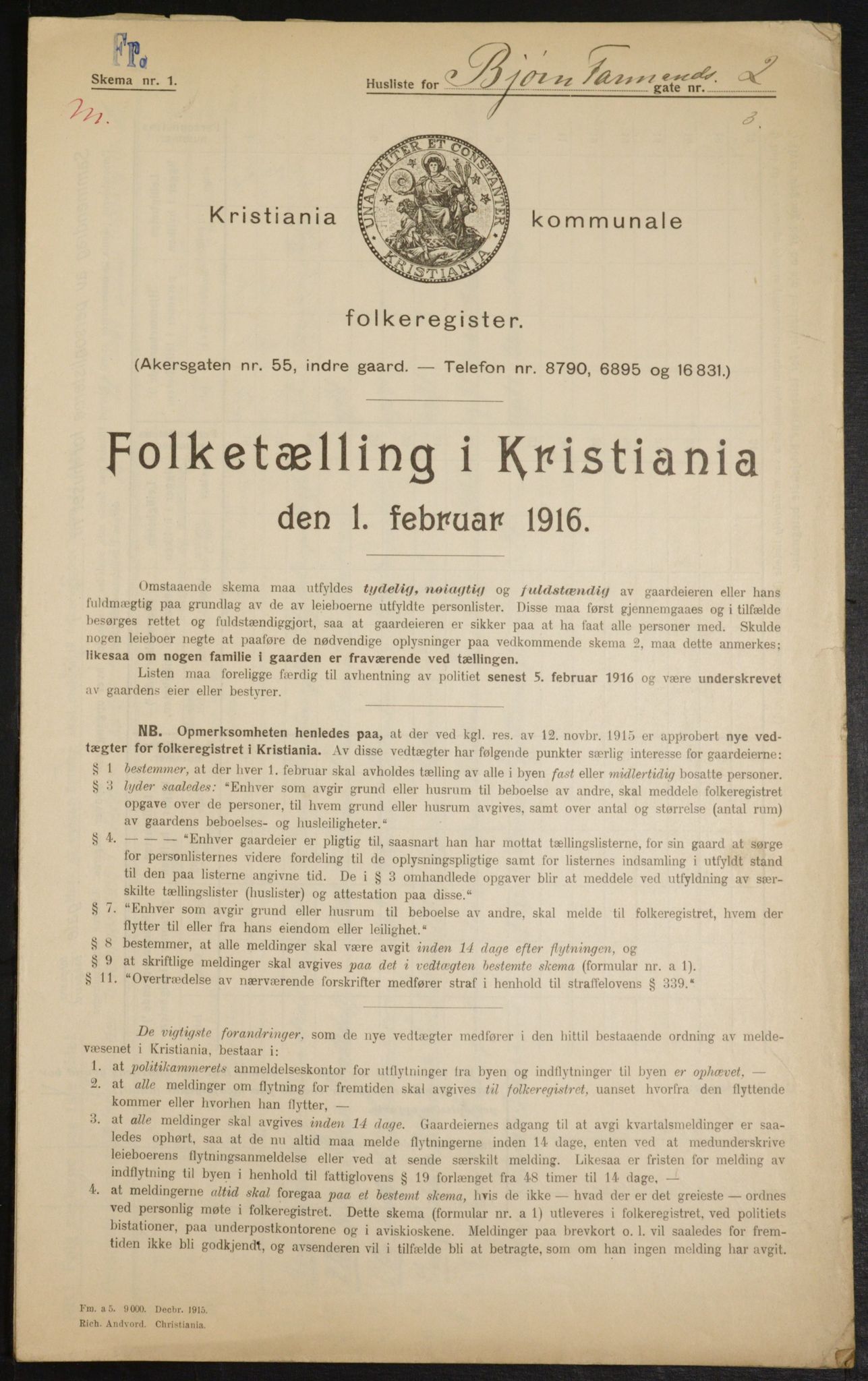 OBA, Municipal Census 1916 for Kristiania, 1916, p. 6663