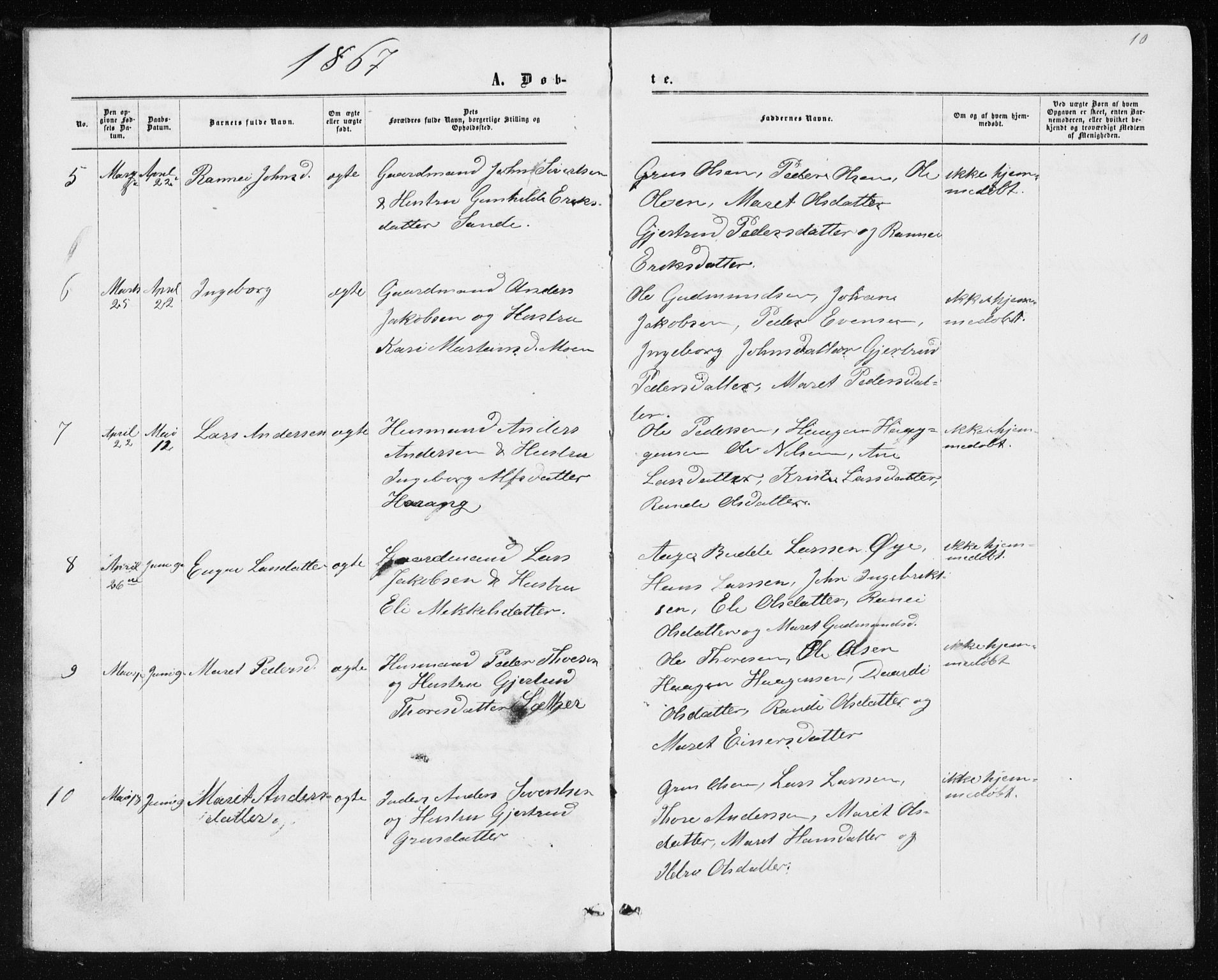 Ministerialprotokoller, klokkerbøker og fødselsregistre - Møre og Romsdal, AV/SAT-A-1454/597/L1064: Parish register (copy) no. 597C01, 1866-1898, p. 10