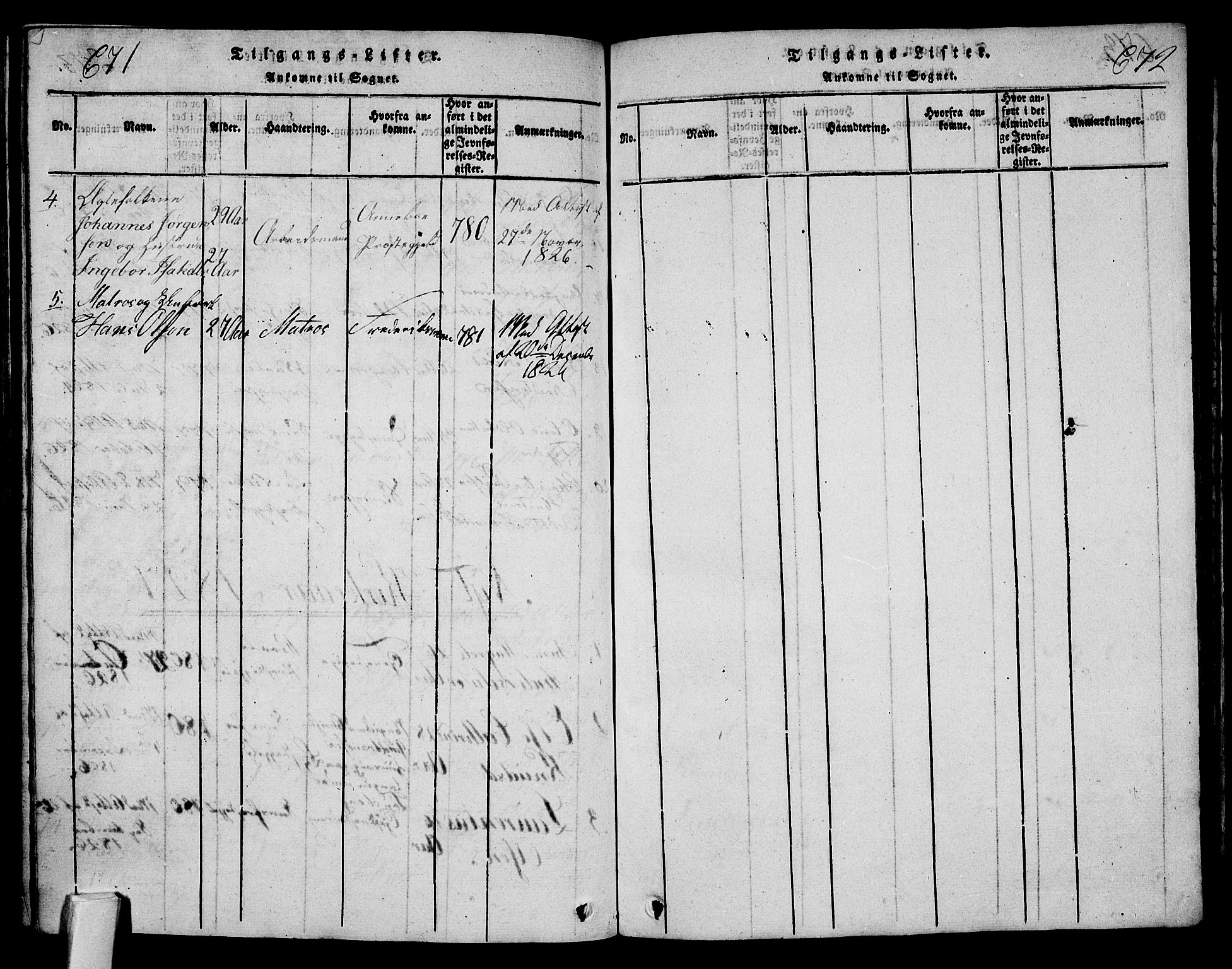 Tønsberg kirkebøker, AV/SAKO-A-330/F/Fa/L0004: Parish register (official) no. I 4, 1813-1826, p. 671-672