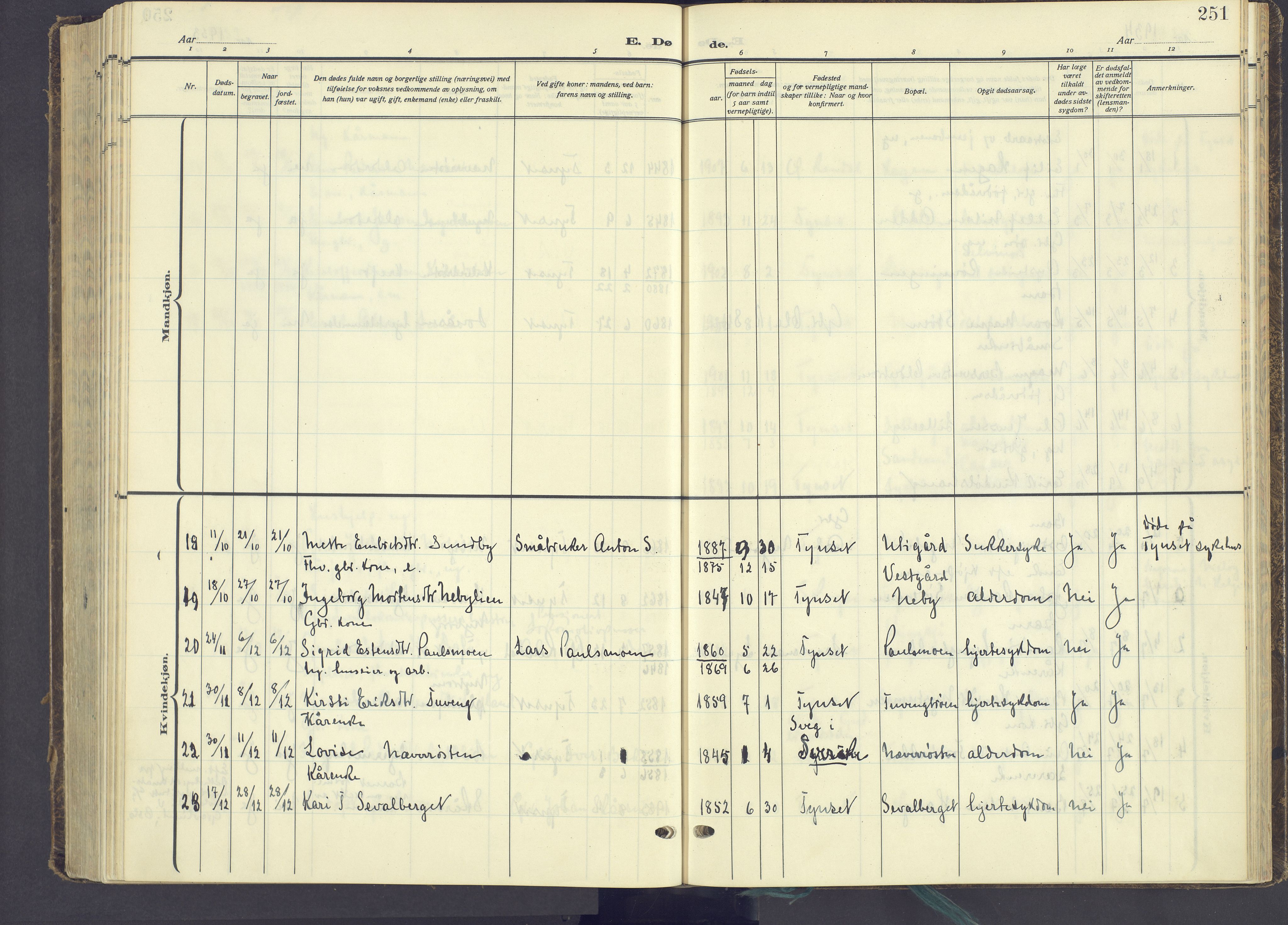 Tynset prestekontor, AV/SAH-PREST-058/H/Ha/Haa/L0027: Parish register (official) no. 27, 1930-1944, p. 251