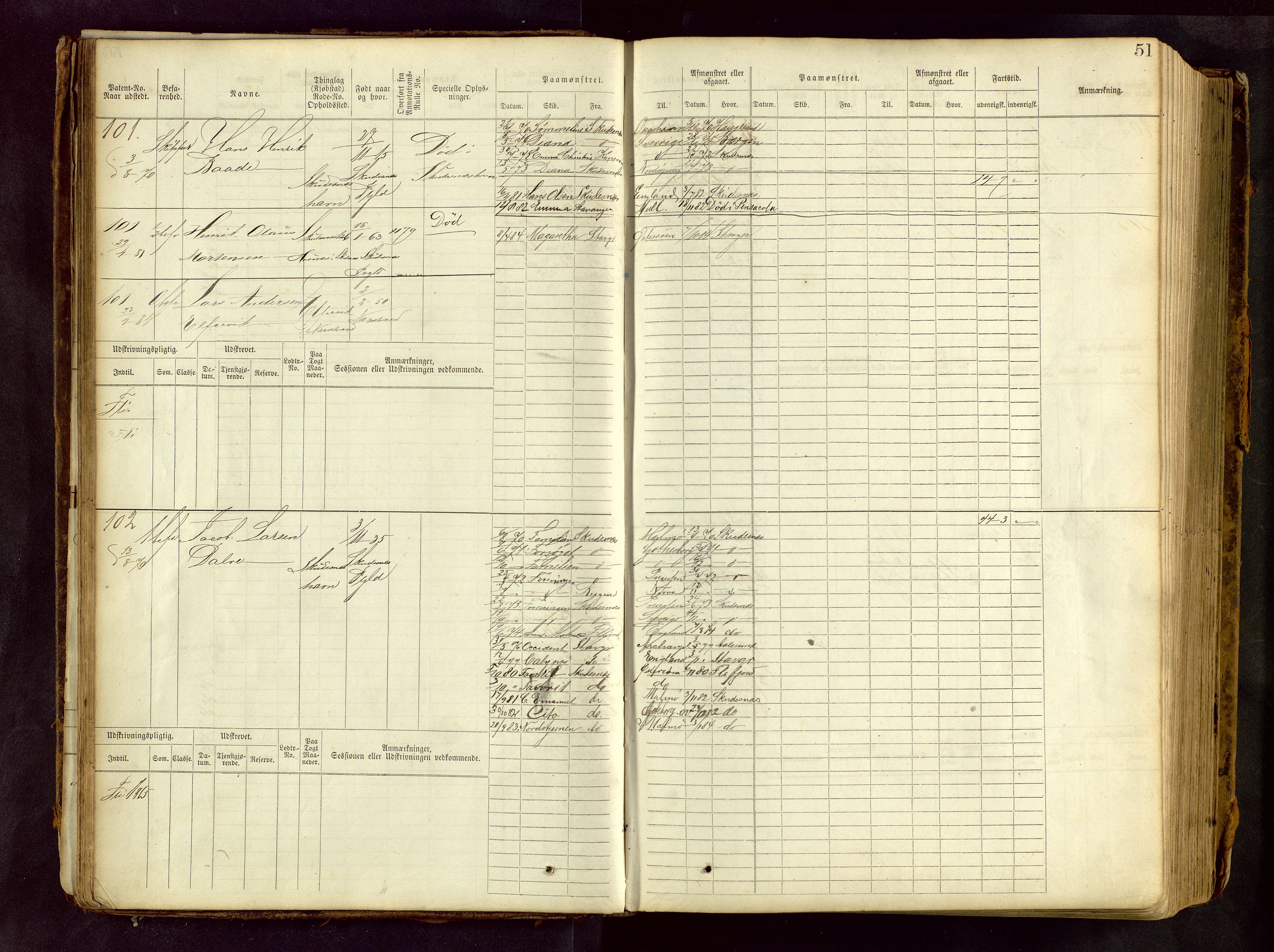 Haugesund sjømannskontor, AV/SAST-A-102007/F/Fb/Fbb/L0001: Sjøfartsrulle Skudenes krets No 1 - 958, 1860-1948, p. 51