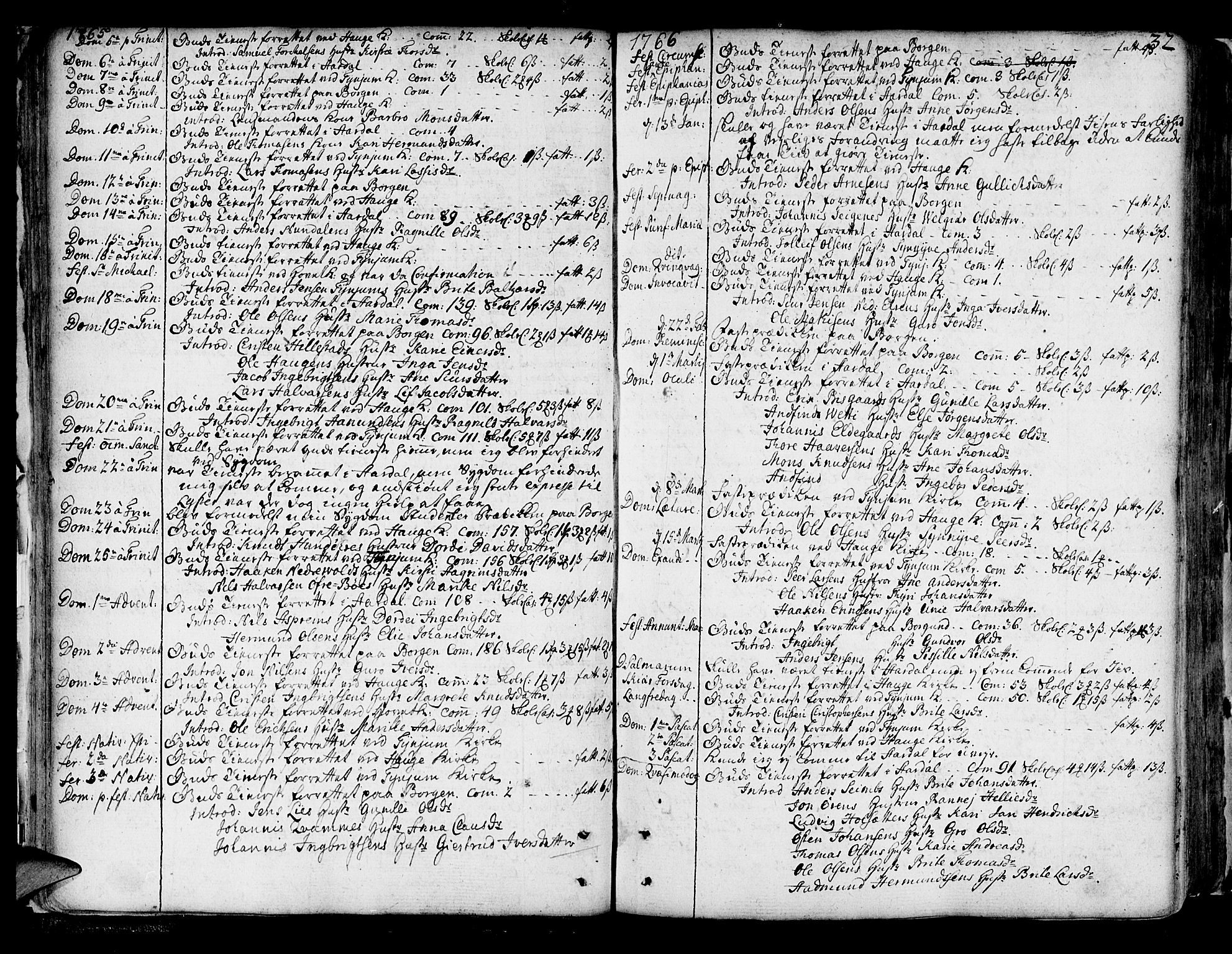 Lærdal sokneprestembete, SAB/A-81201: Parish register (official) no. A 2, 1752-1782, p. 32