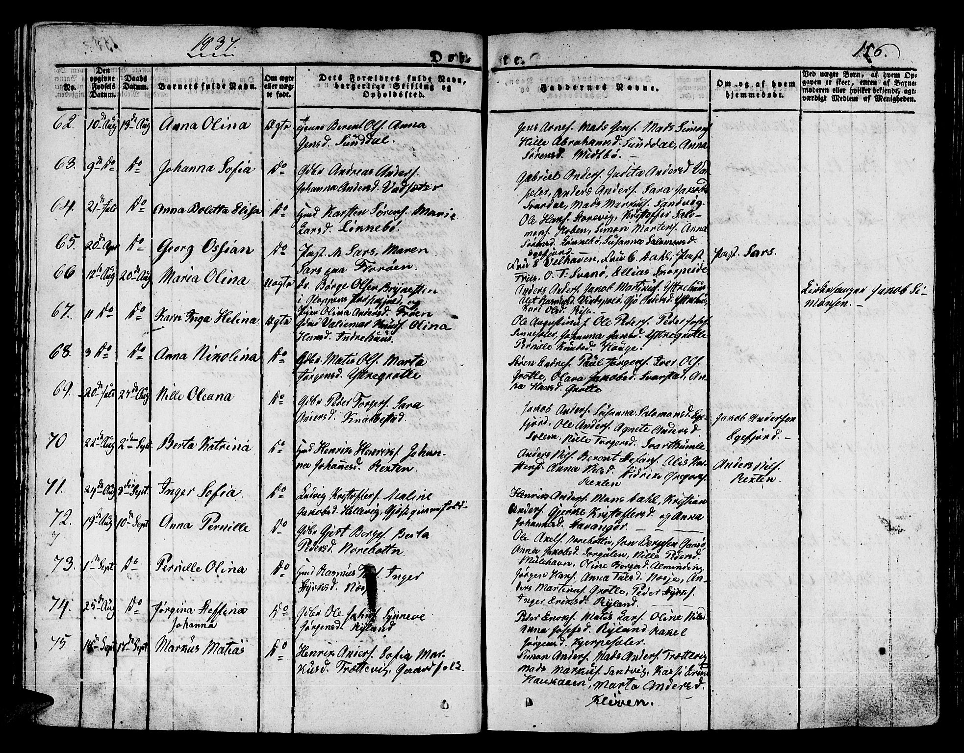 Kinn sokneprestembete, AV/SAB-A-80801/H/Haa/Haaa/L0004/0001: Parish register (official) no. A 4I, 1822-1840, p. 156