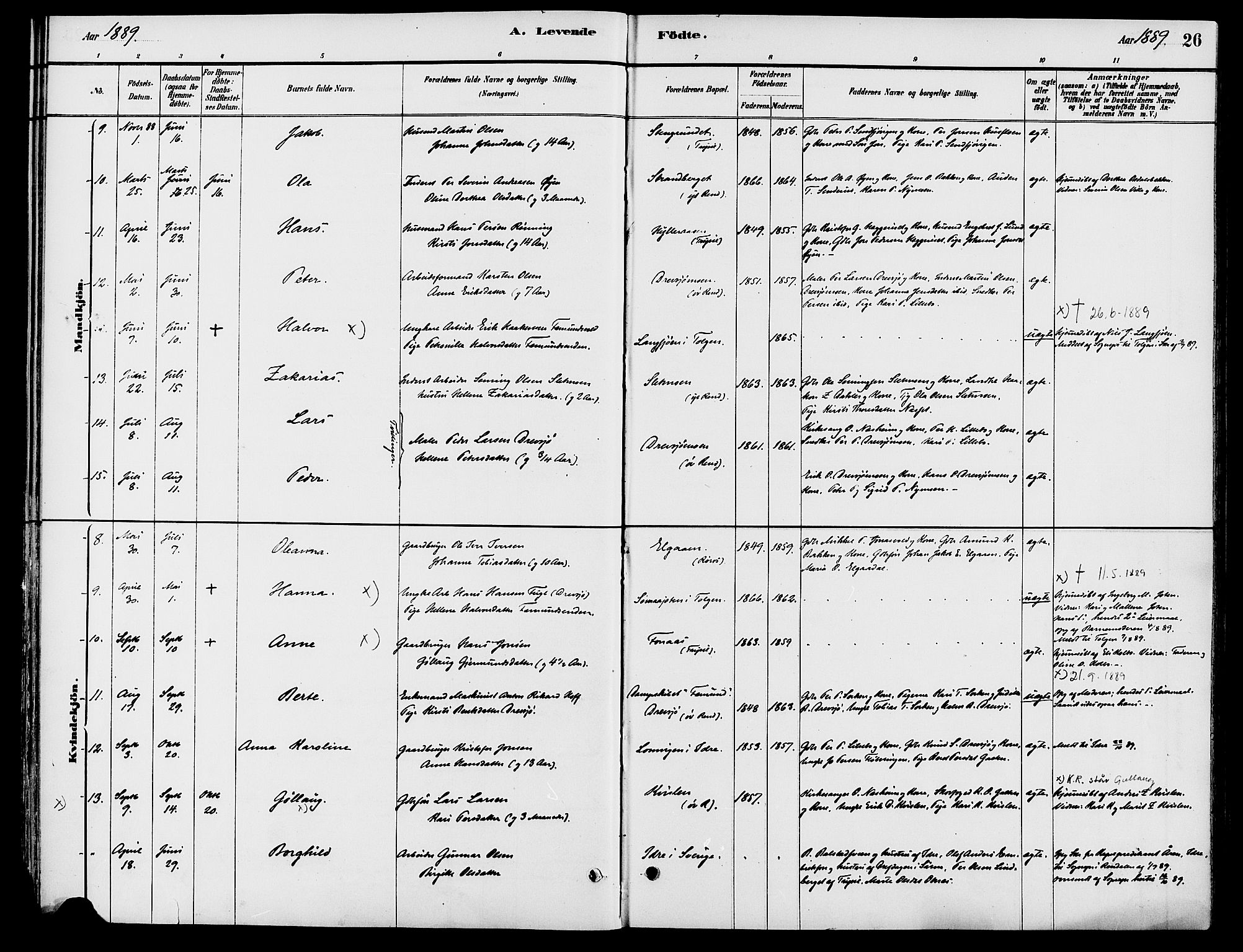 Engerdal prestekontor, AV/SAH-PREST-048/H/Ha/Haa/L0001: Parish register (official) no. 1, 1881-1898, p. 26