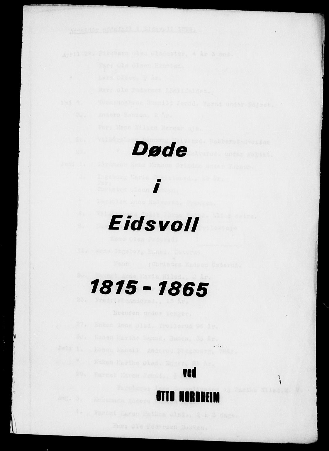 Eidsvoll prestekontor Kirkebøker, SAO/A-10888/O/Oa/L0005: Other parish register no. 5, 1815-1865