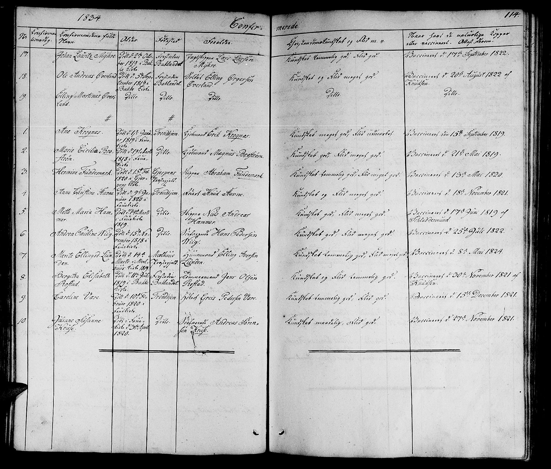 Ministerialprotokoller, klokkerbøker og fødselsregistre - Sør-Trøndelag, SAT/A-1456/602/L0136: Parish register (copy) no. 602C04, 1833-1845, p. 114